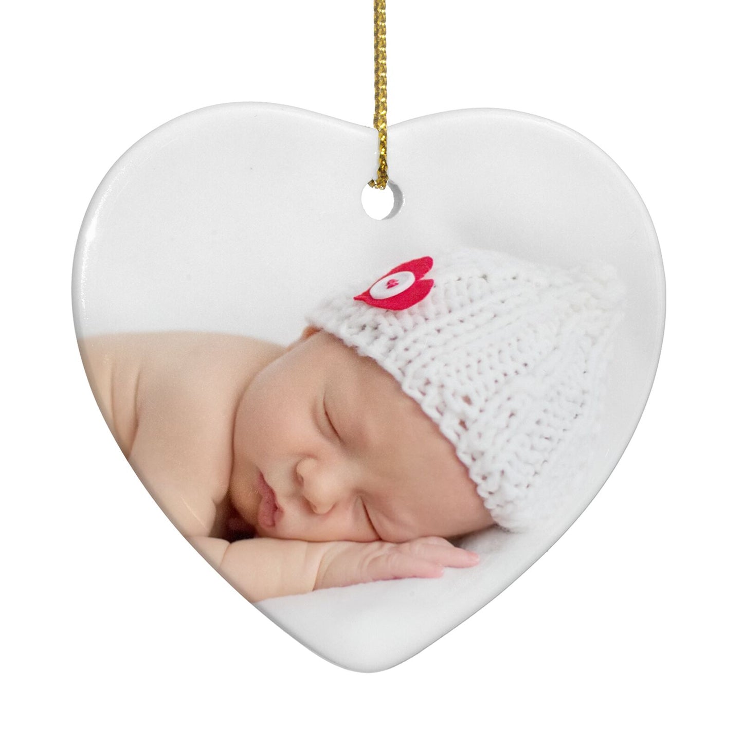 First Christmas Name Personalised Heart Decoration Back Image