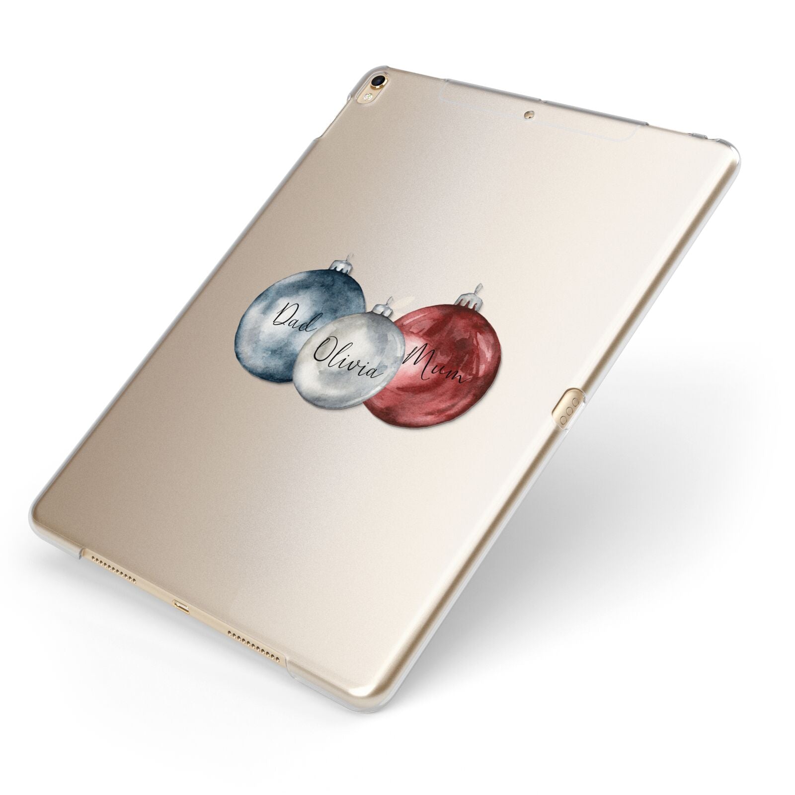 First Christmas Personalised Apple iPad Case on Gold iPad Side View