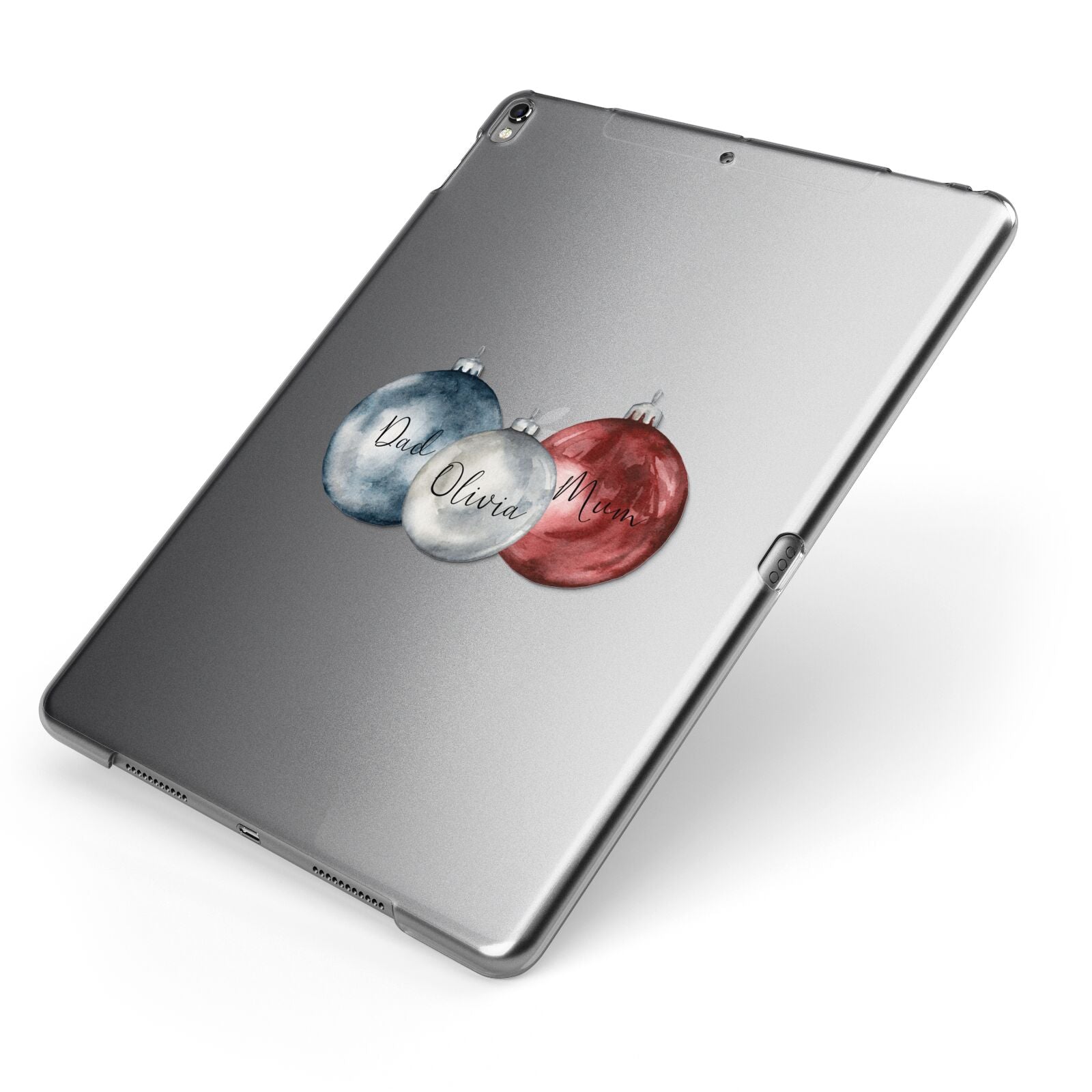 First Christmas Personalised Apple iPad Case on Grey iPad Side View