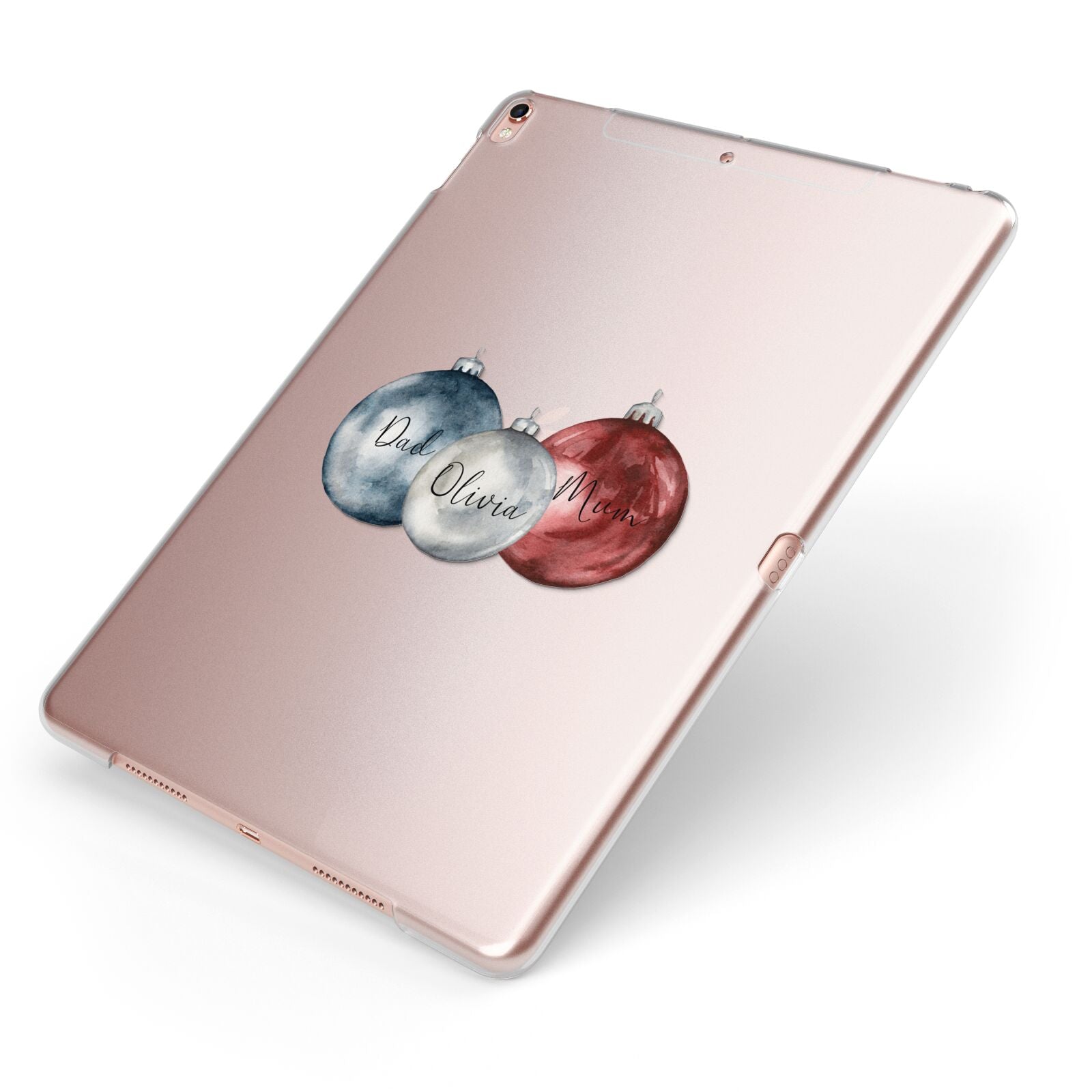First Christmas Personalised Apple iPad Case on Rose Gold iPad Side View