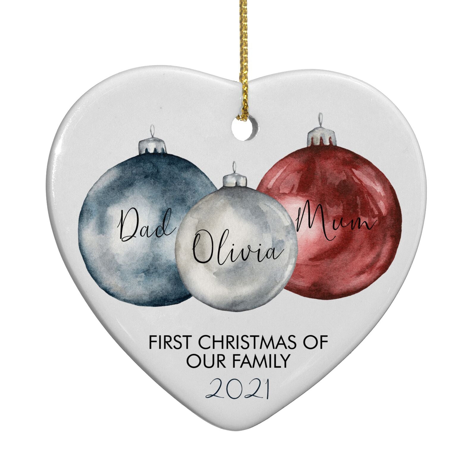 First Christmas Personalised Heart Decoration Back Image