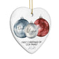 First Christmas Personalised Heart Decoration Side Angle