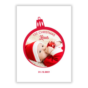 Personalisierte Fotogrußkarte zum ersten Weihnachten