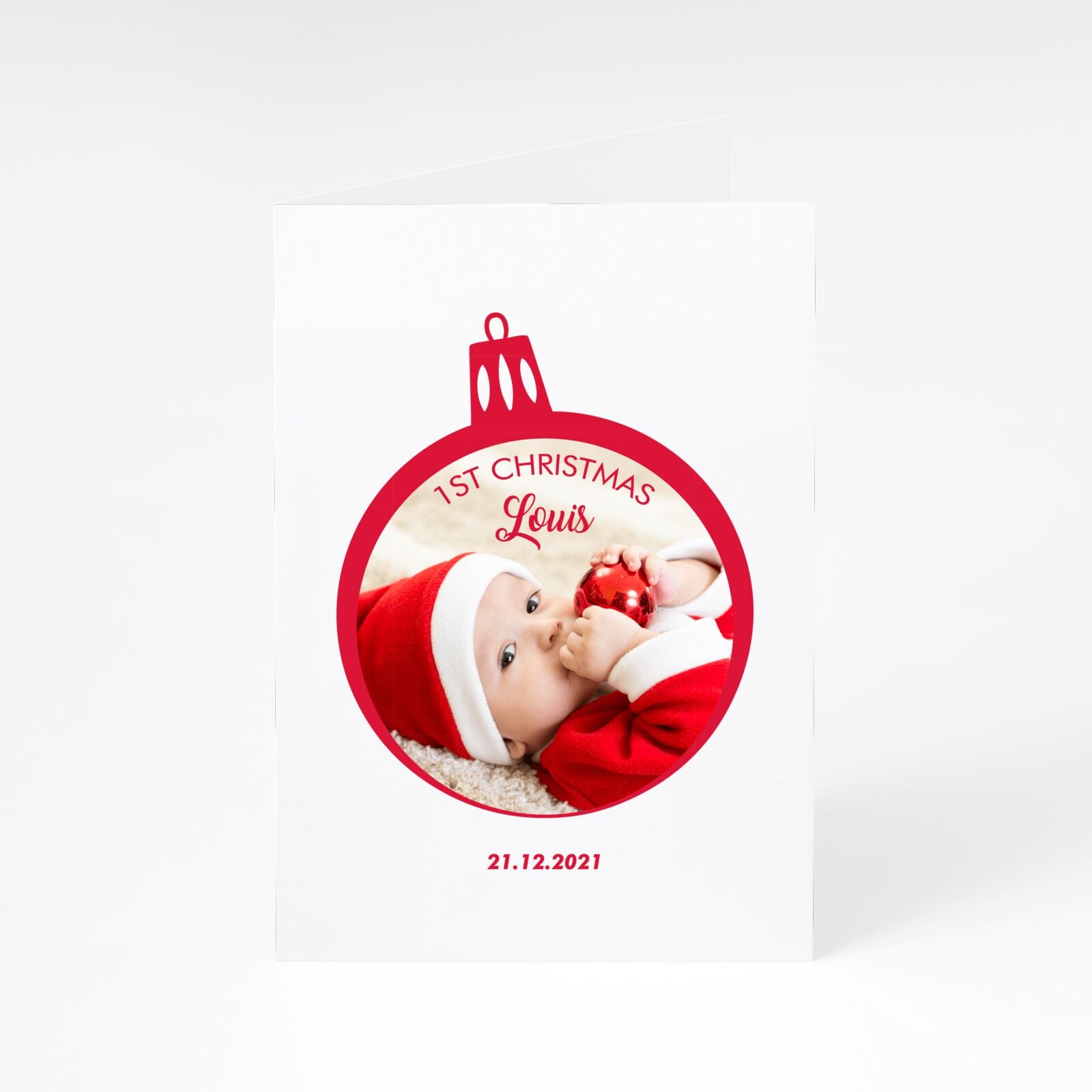 First Christmas Personalised Photo A5 Greetings Card