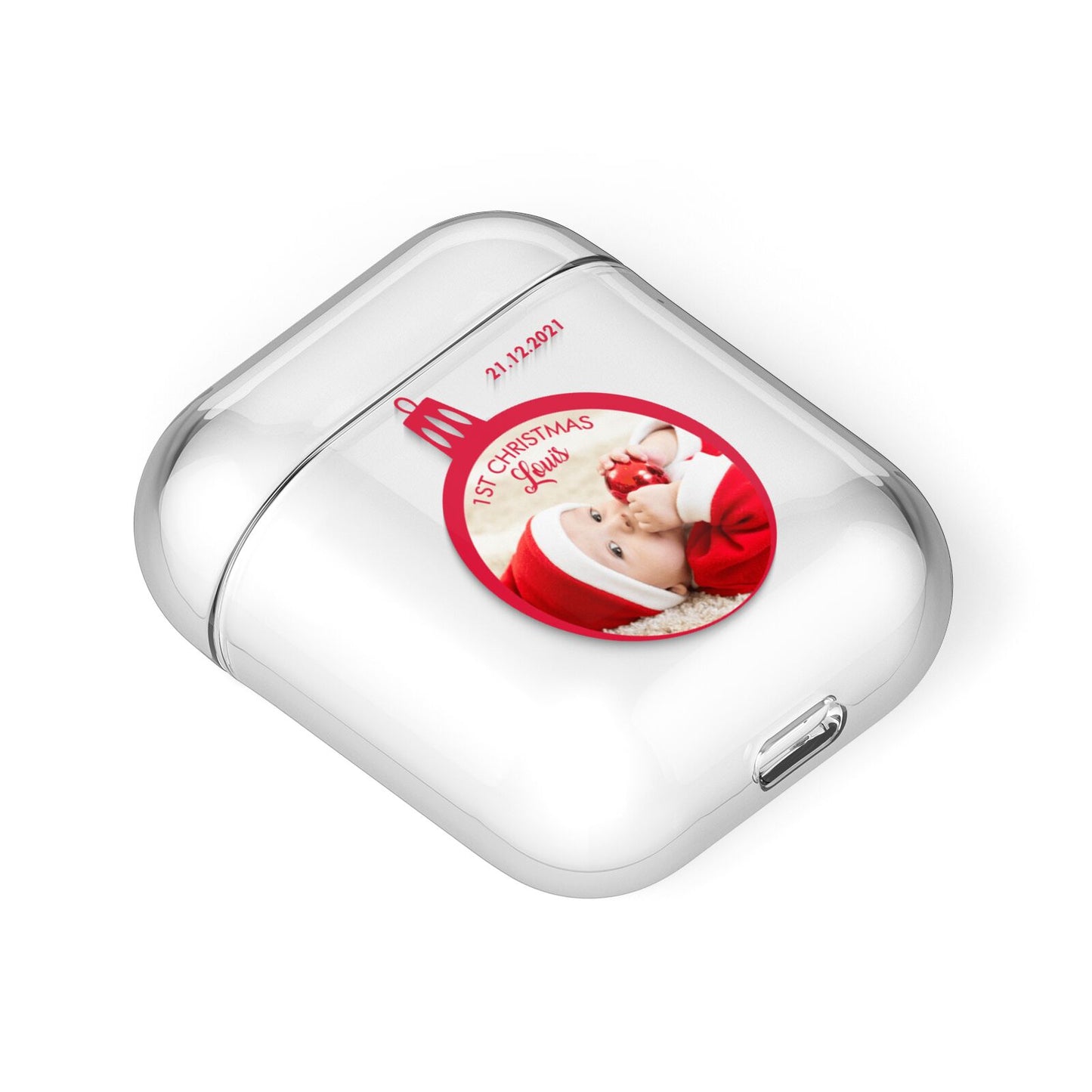 First Christmas Personalised Photo AirPods Case Laid Flat