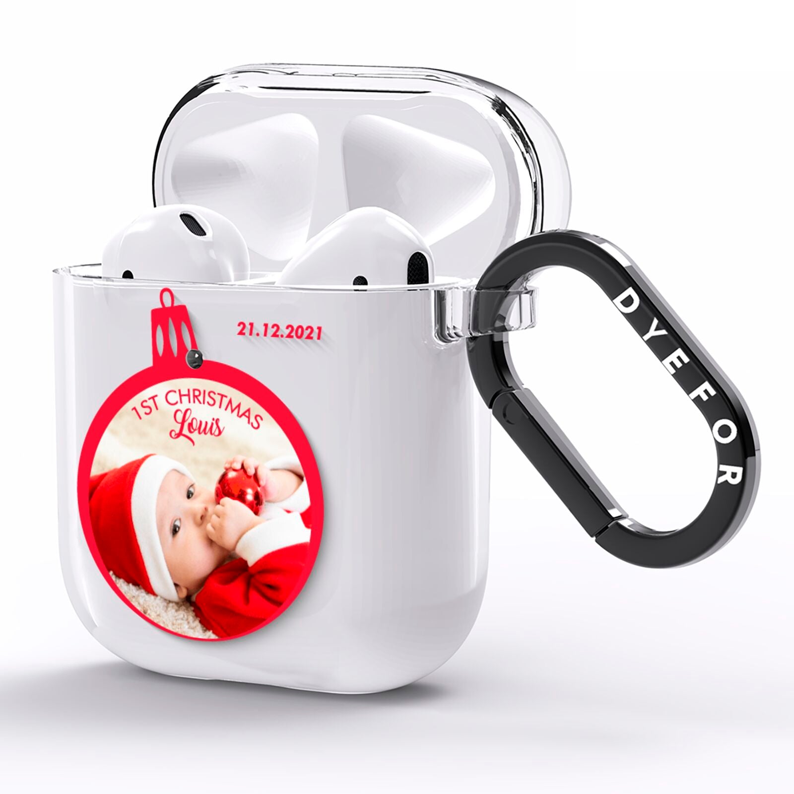 First Christmas Personalised Photo AirPods Clear Case Side Image