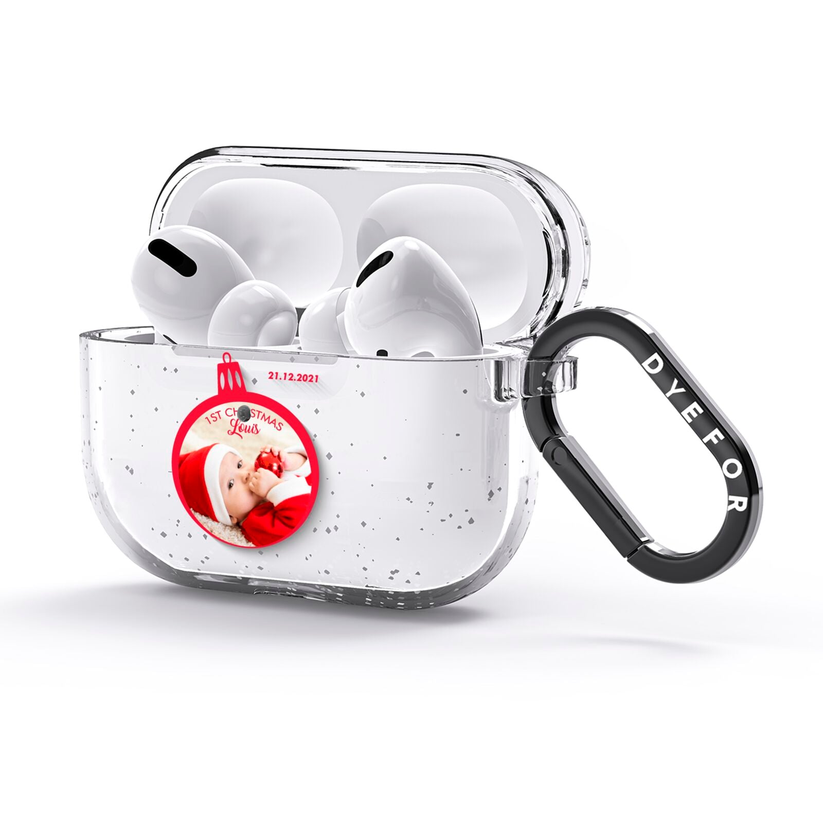 First Christmas Personalised Photo AirPods Glitter Case 3rd Gen Side Image