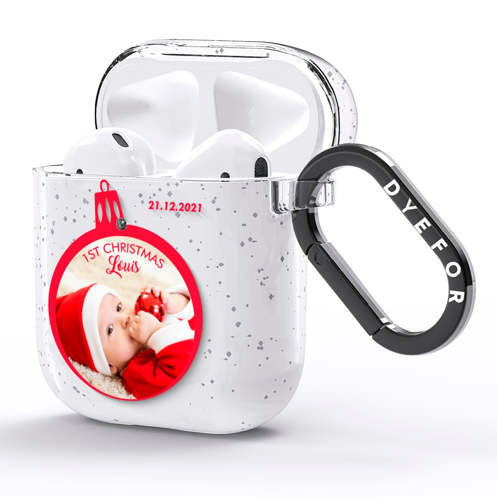 First Christmas Personalised Photo AirPods Glitter Case Side Image