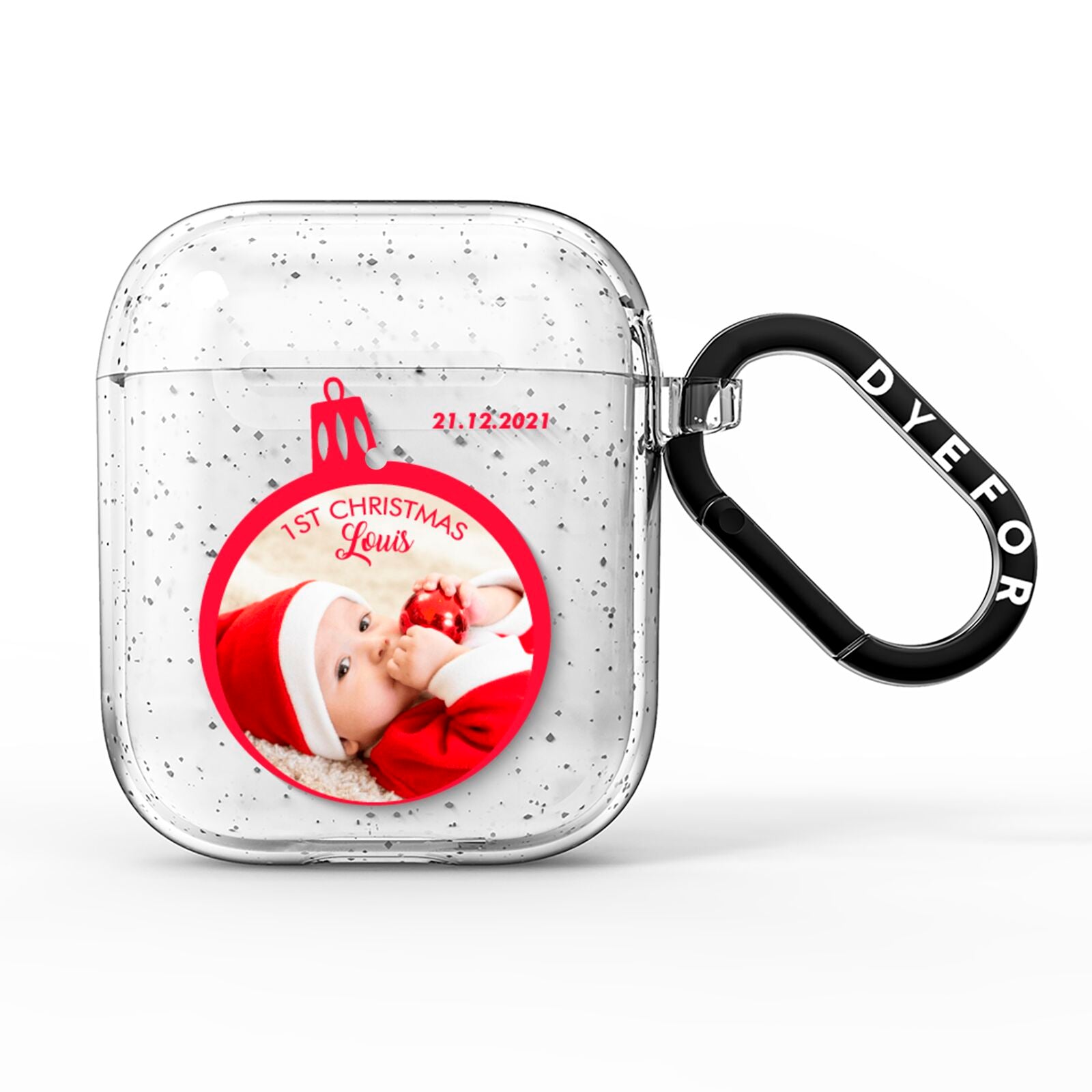 First Christmas Personalised Photo AirPods Glitter Case
