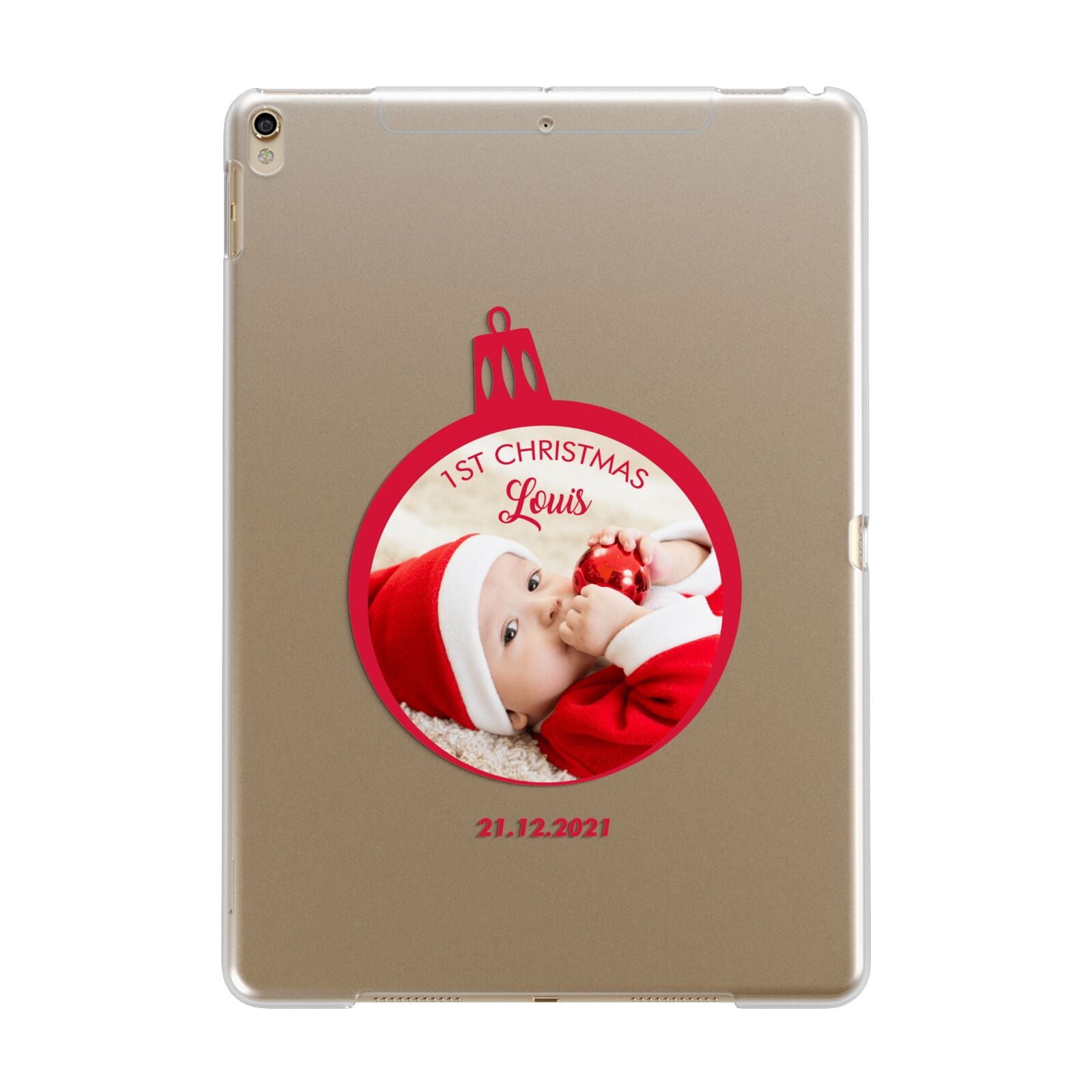 First Christmas Personalised Photo Apple iPad Gold Case