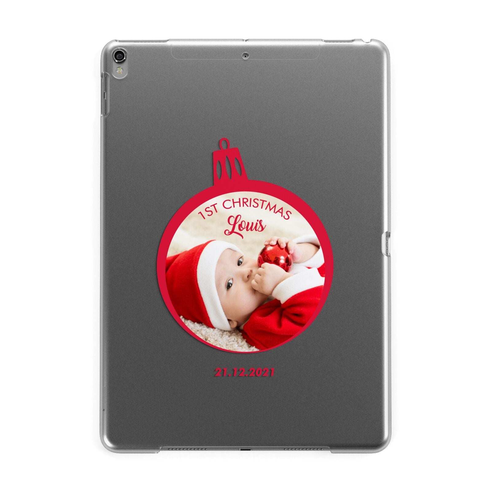First Christmas Personalised Photo Apple iPad Grey Case