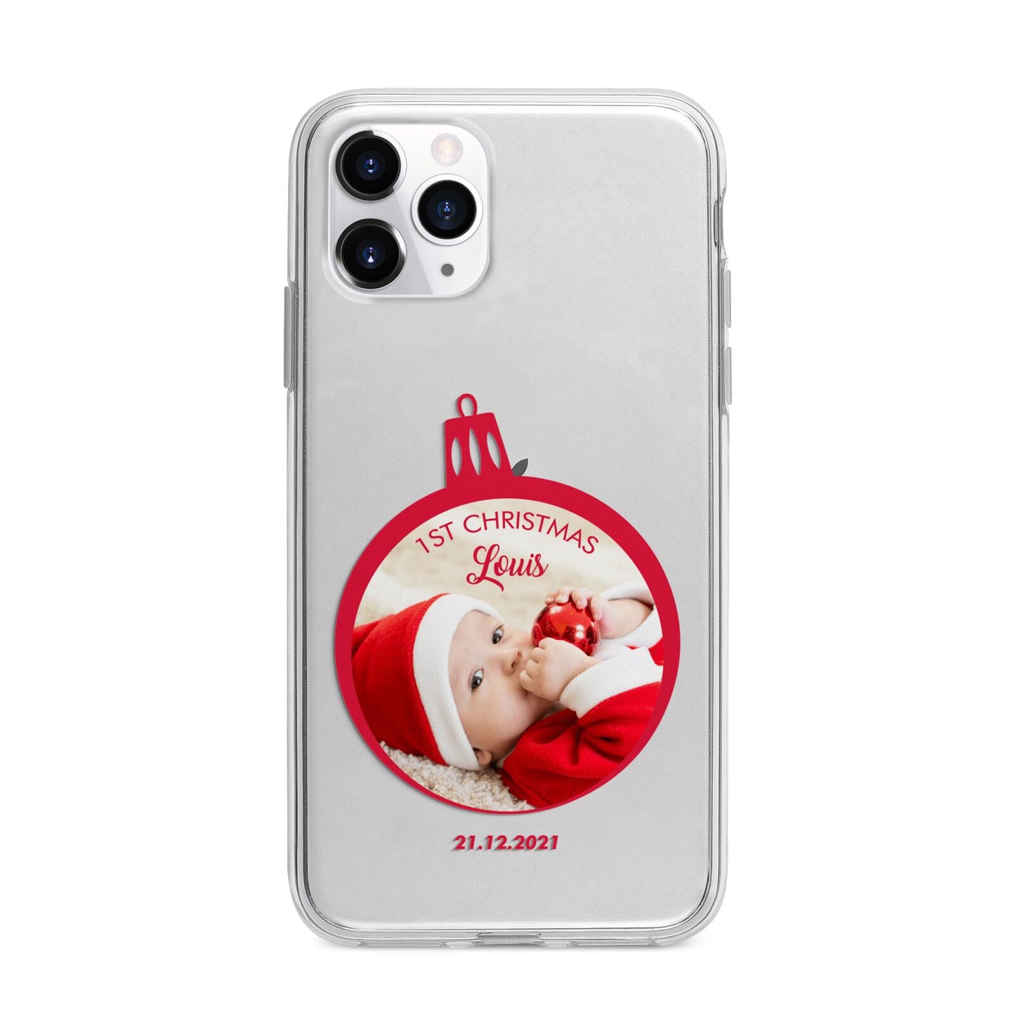 First Christmas Personalised Photo Apple iPhone 11 Pro in Silver with Bumper Case