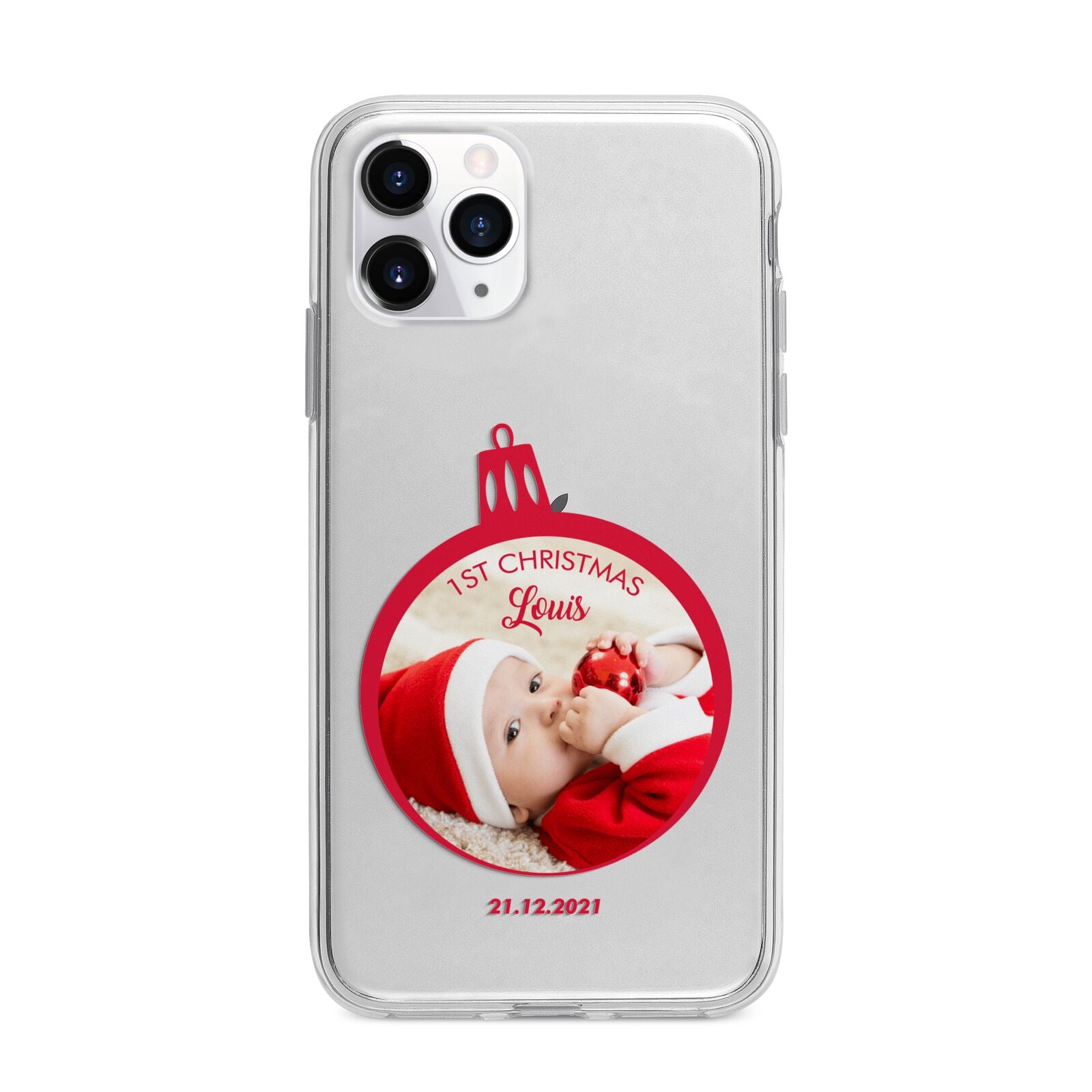 First Christmas Personalised Photo Apple iPhone 11 Pro in Silver with Bumper Case