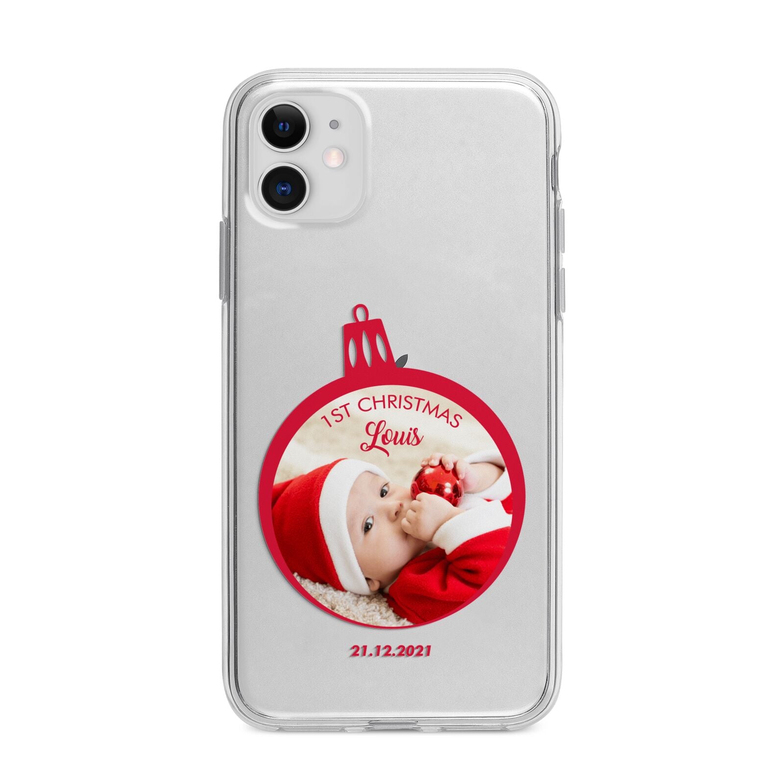 First Christmas Personalised Photo Apple iPhone 11 in White with Bumper Case