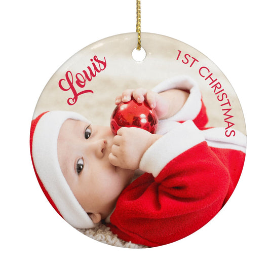 First Christmas Personalised Photo Circle Decoration