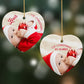 First Christmas Personalised Photo Heart Decoration on Christmas Background