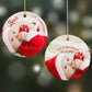 First Christmas Personalised Photo Round Decoration on Christmas Background