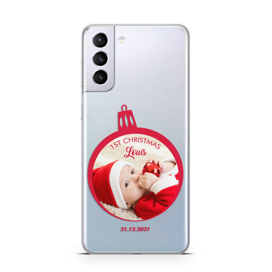 First Christmas Personalised Photo Samsung S21 Plus Phone Case
