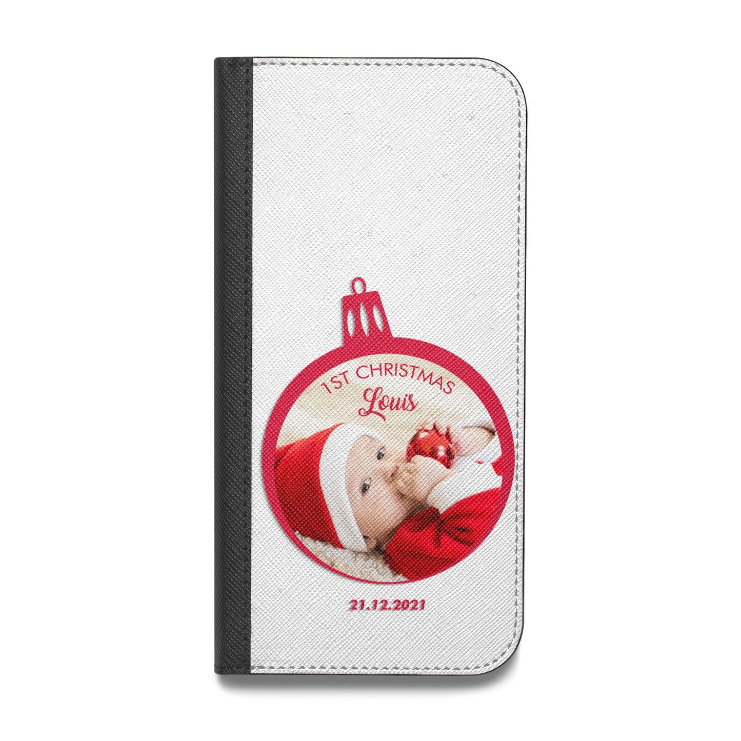 First Christmas Personalised Photo Vegan Leather Flip iPhone Case
