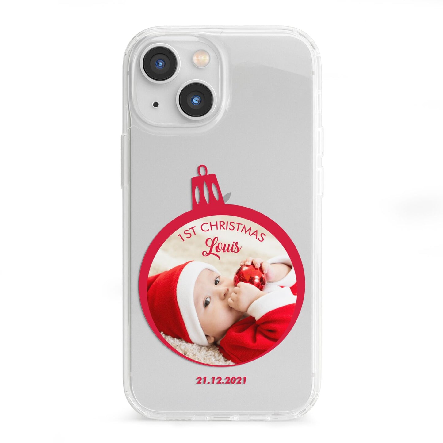 First Christmas Personalised Photo iPhone 13 Mini Clear Bumper Case