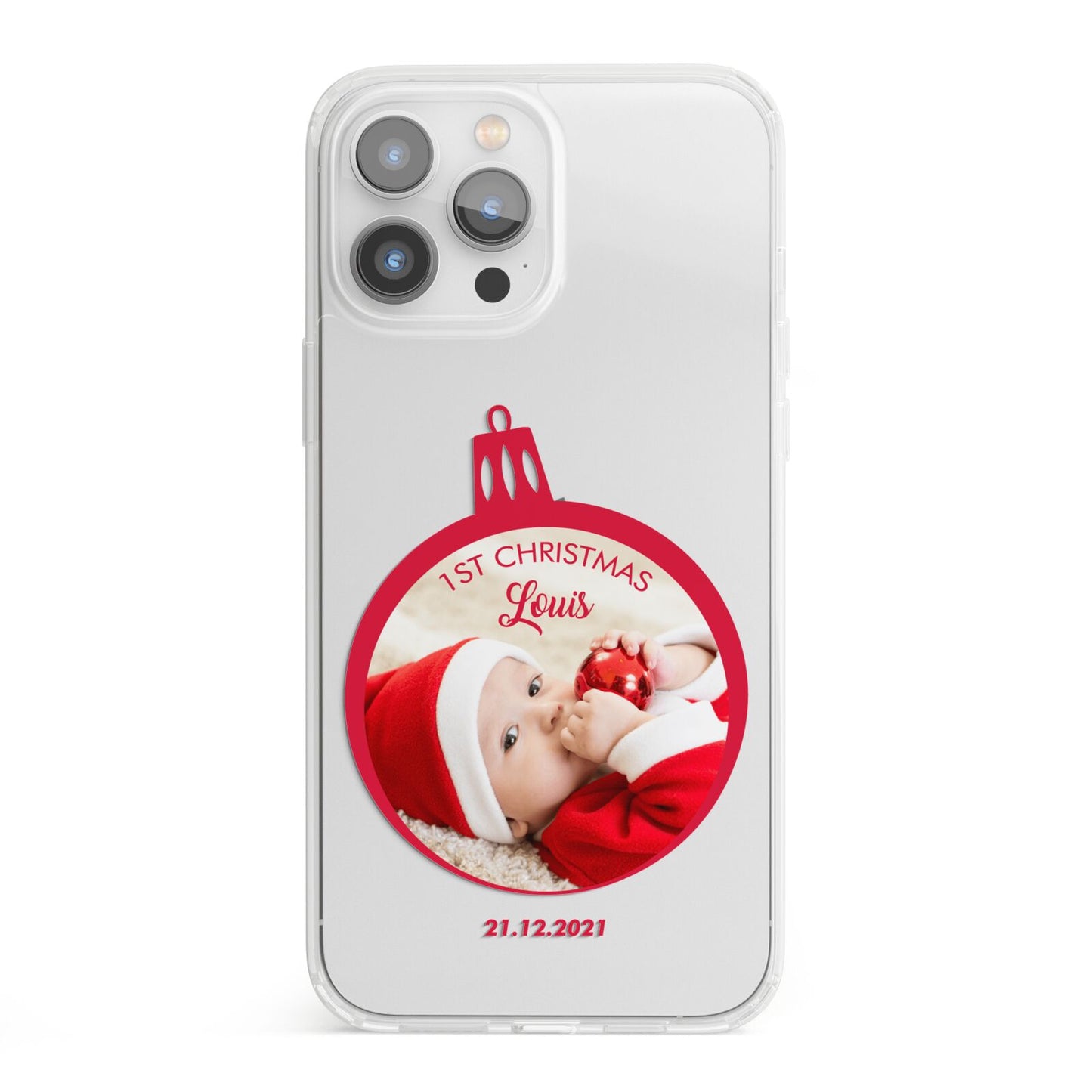 First Christmas Personalised Photo iPhone 13 Pro Max Clear Bumper Case