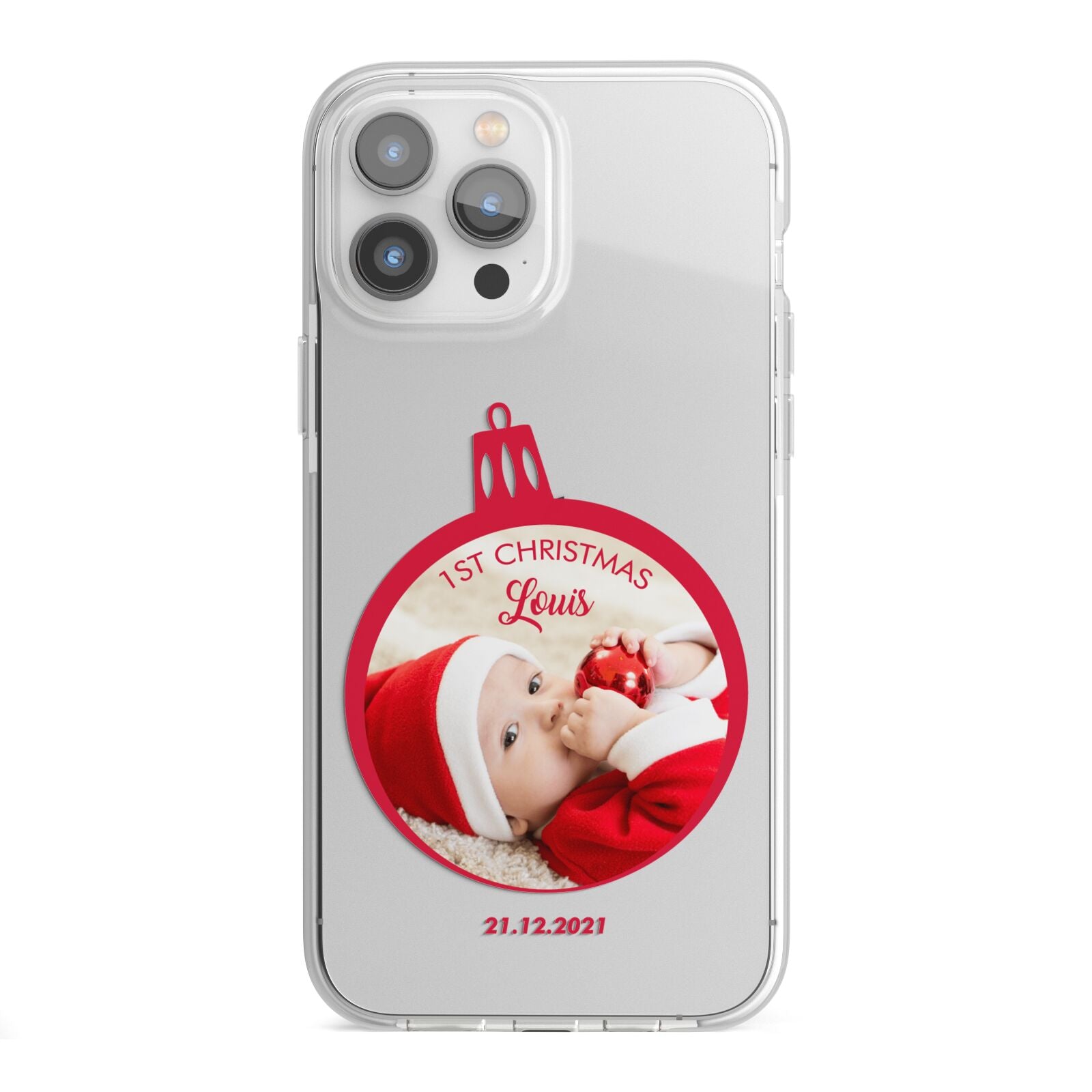 First Christmas Personalised Photo iPhone 13 Pro Max TPU Impact Case with White Edges
