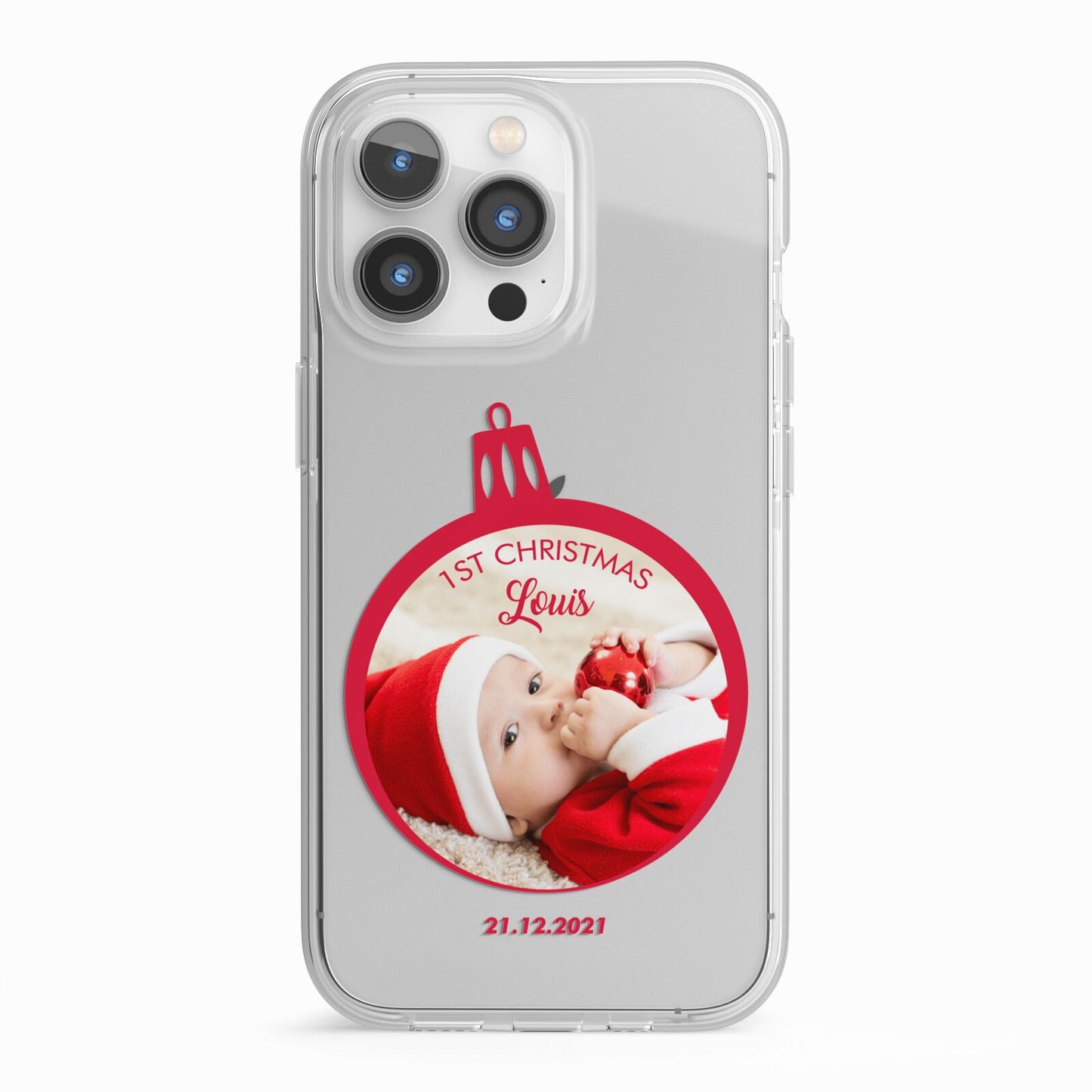 First Christmas Personalised Photo iPhone 13 Pro TPU Impact Case with White Edges