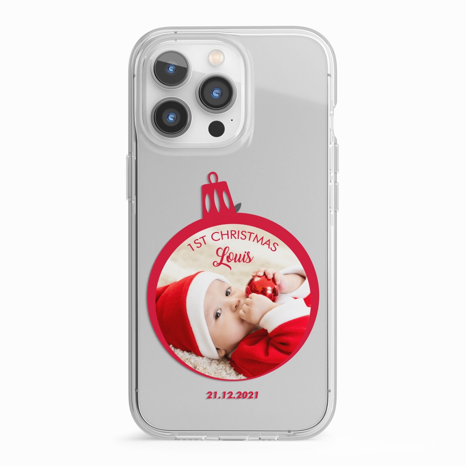 First Christmas Personalised Photo iPhone 13 Pro TPU Impact Case with White Edges
