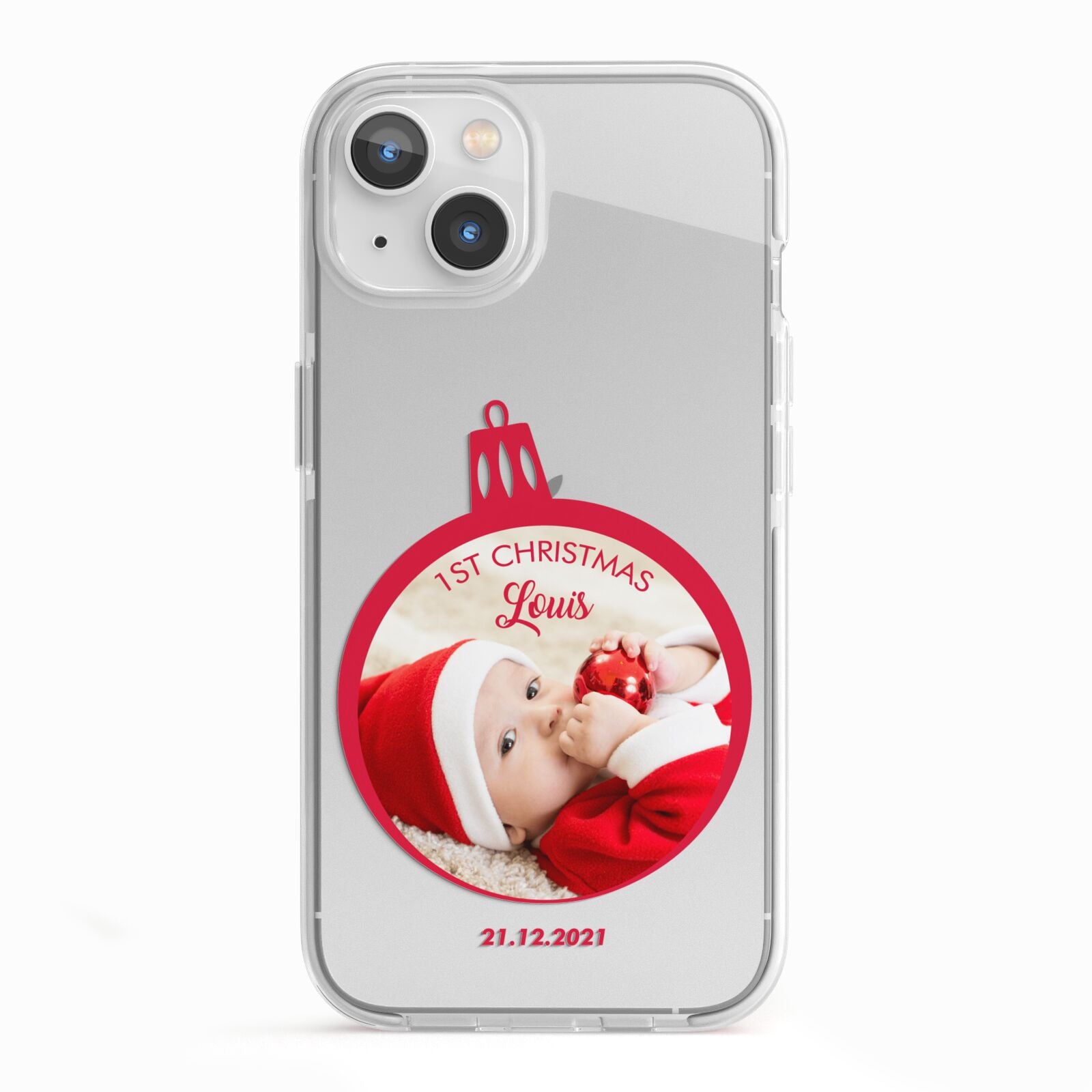 First Christmas Personalised Photo iPhone 13 TPU Impact Case with White Edges