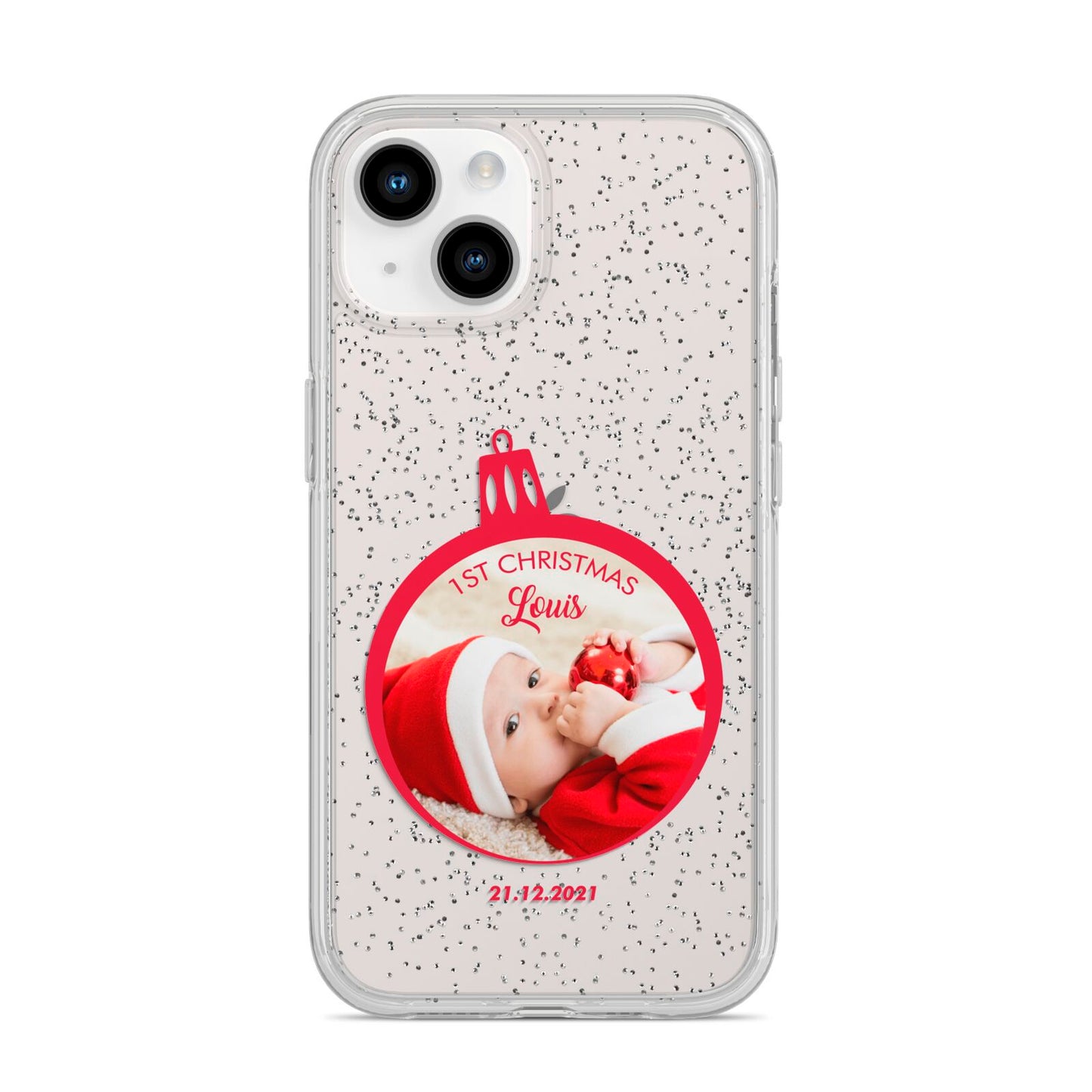 First Christmas Personalised Photo iPhone 14 Glitter Tough Case Starlight