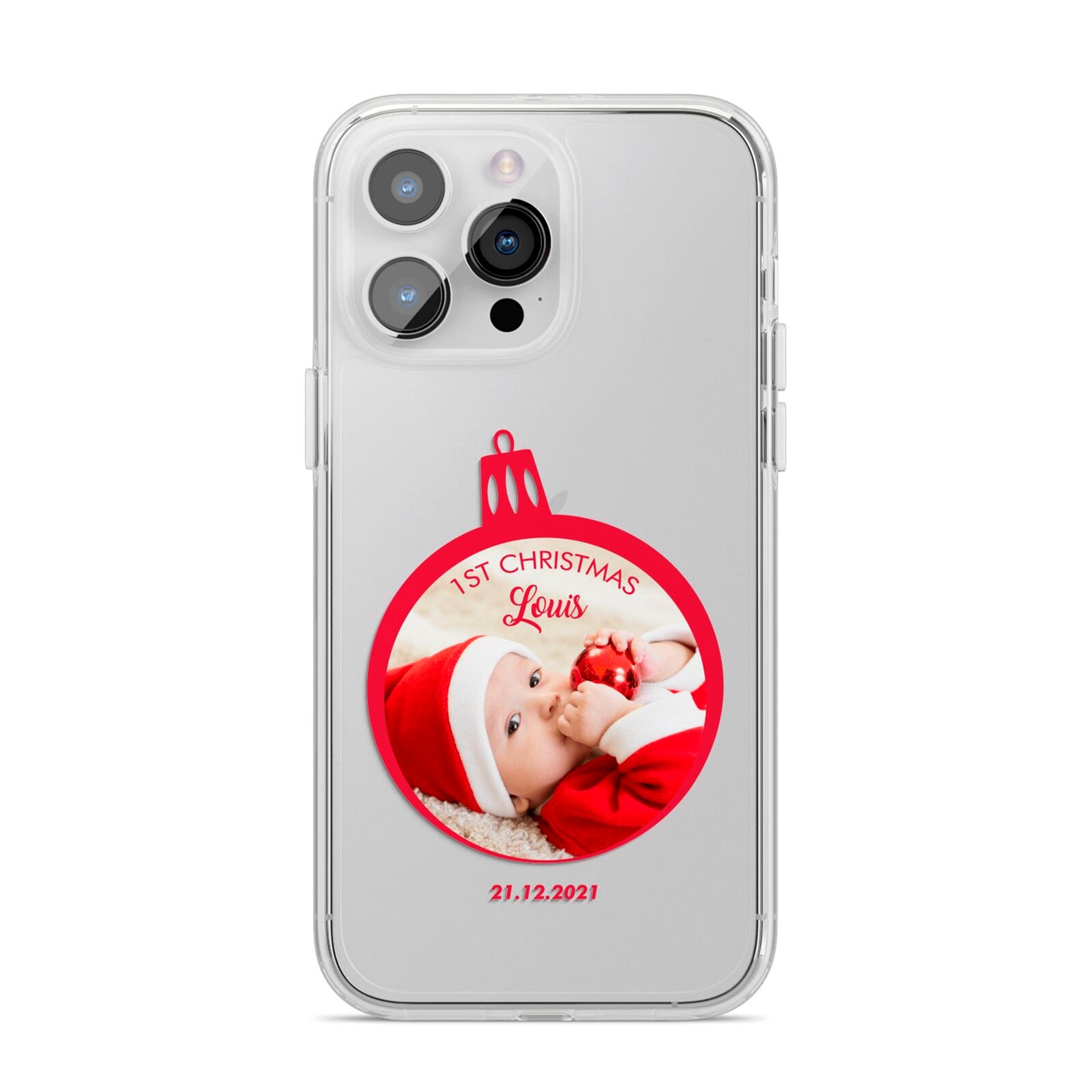 First Christmas Personalised Photo iPhone 14 Pro Max Clear Tough Case Silver