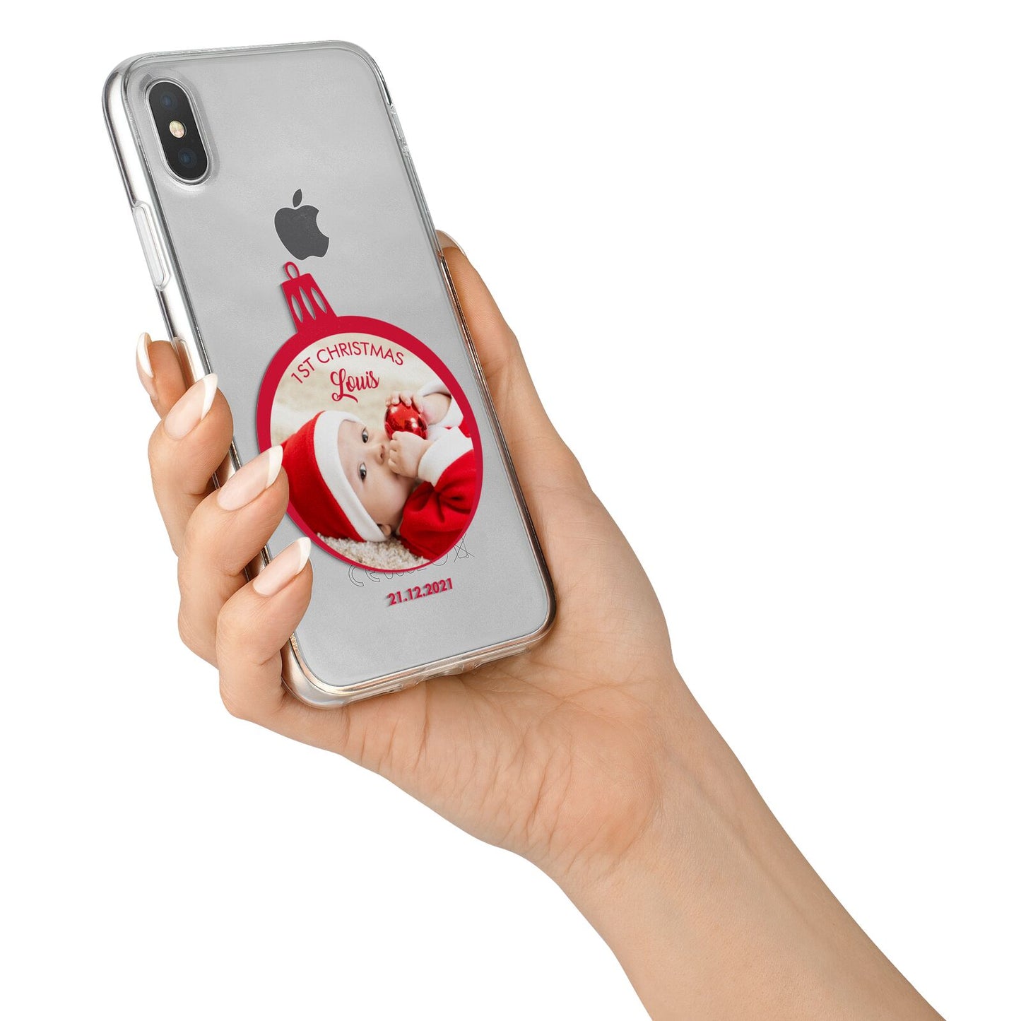 First Christmas Personalised Photo iPhone X Bumper Case on Silver iPhone Alternative Image 2