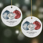 First Christmas Personalised Round Decoration on Christmas Background
