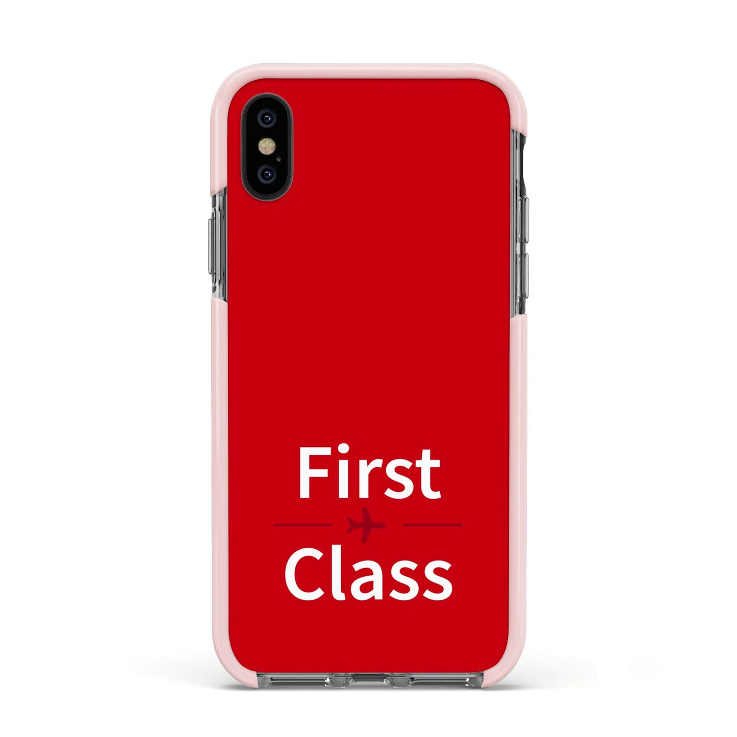 First Class Apple iPhone Xs Impact Case Pink Edge on Black Phone