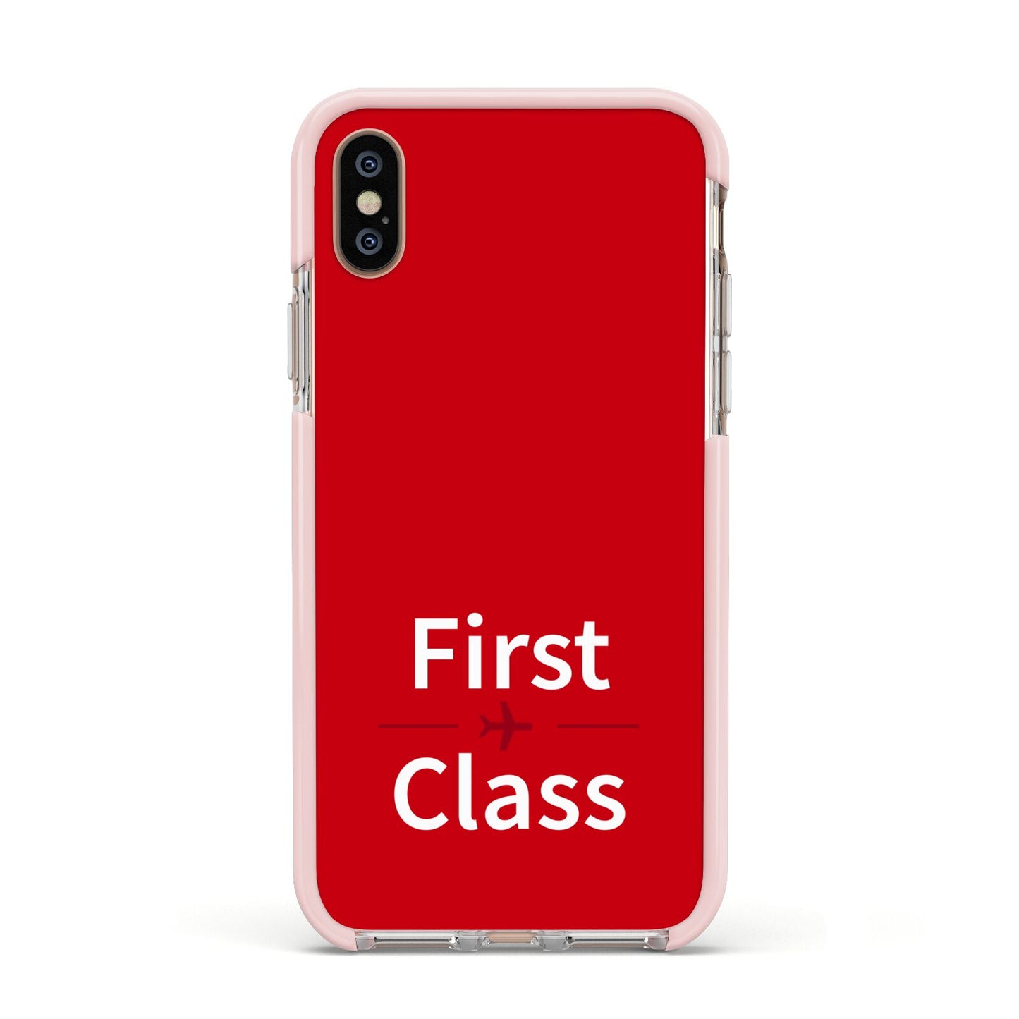 First Class Apple iPhone Xs Impact Case Pink Edge on Gold Phone