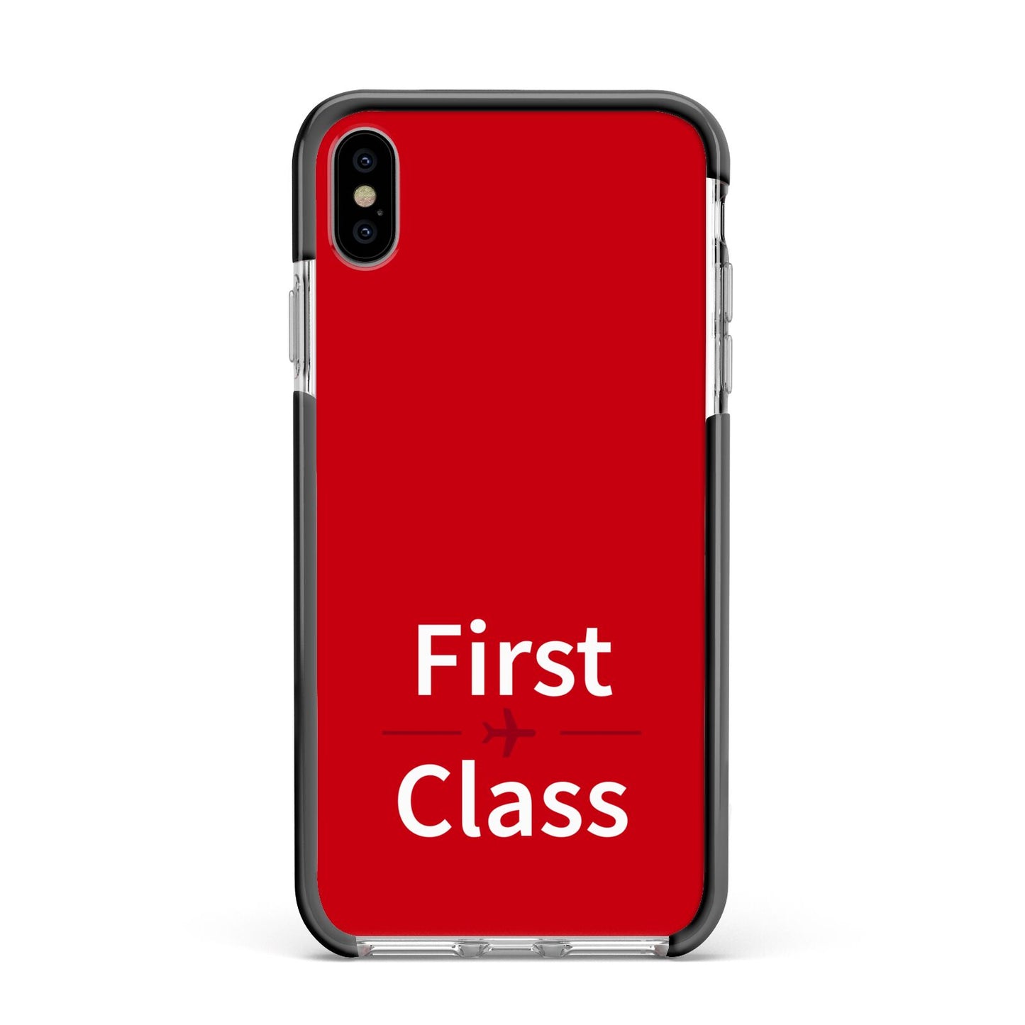 First Class Apple iPhone Xs Max Impact Case Black Edge on Silver Phone
