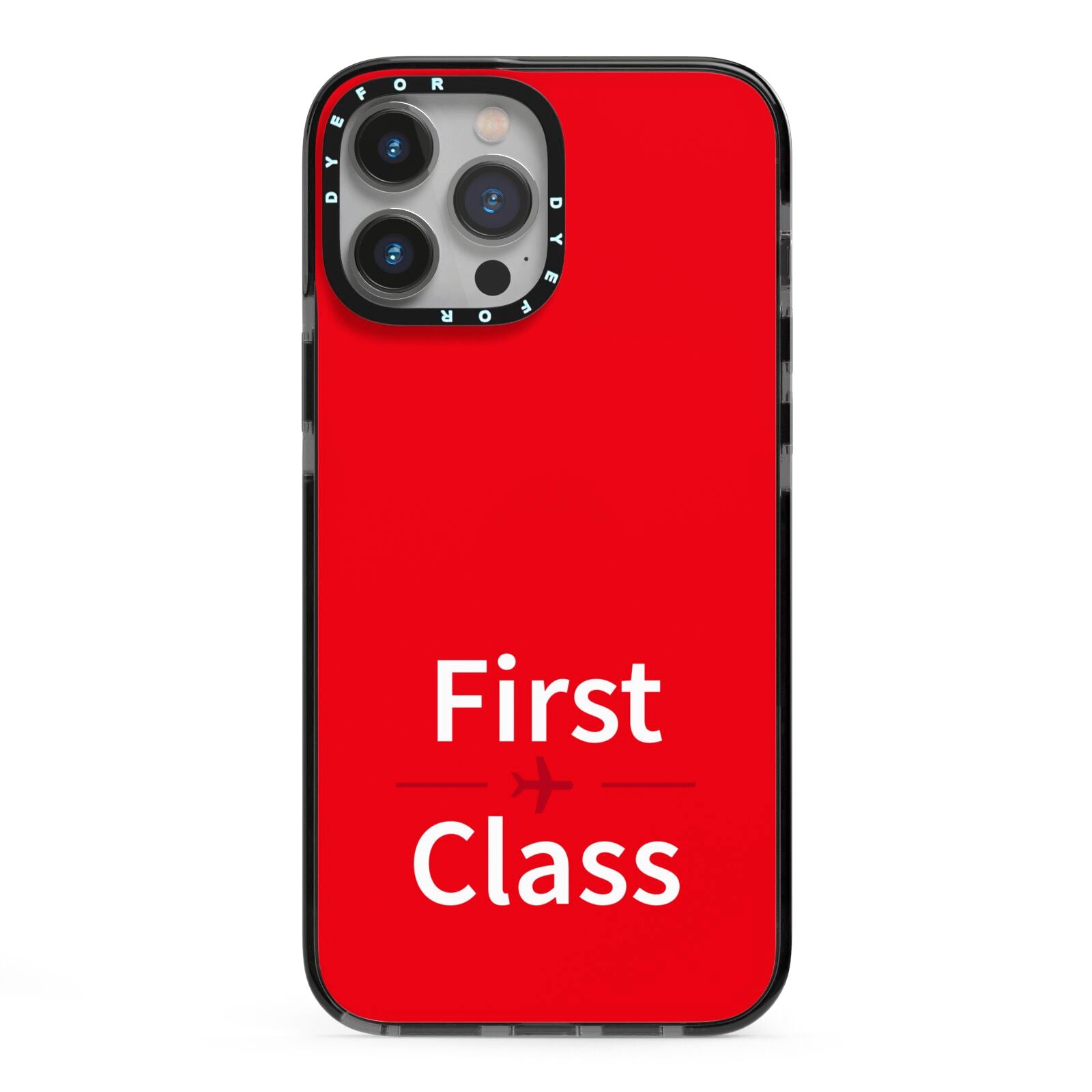 First Class iPhone 13 Pro Max Black Impact Case on Silver phone