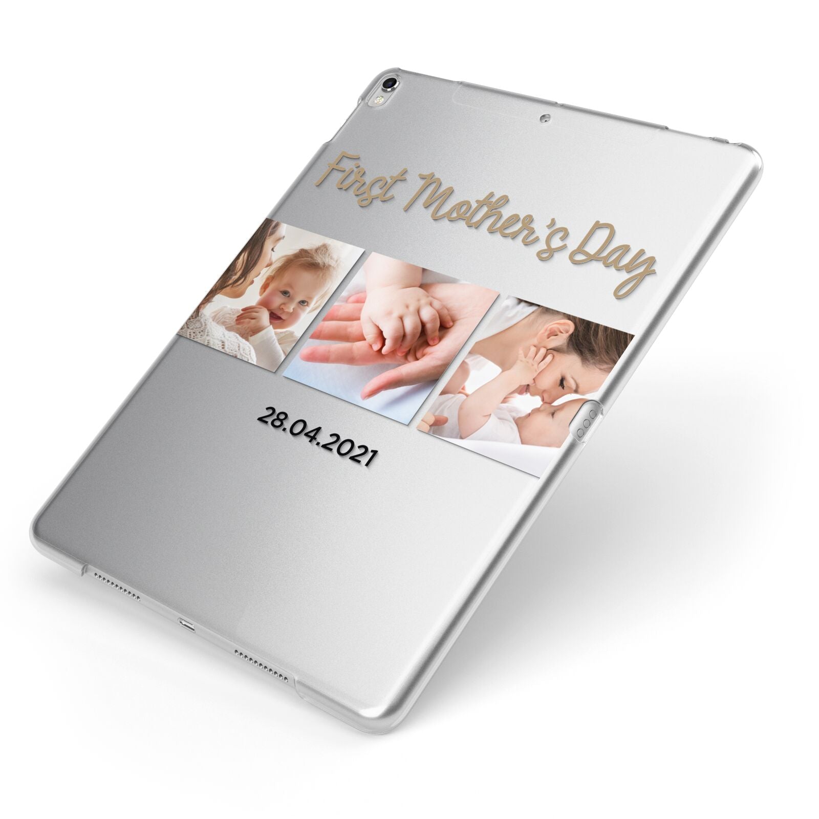 First Mothers Day Photo Apple iPad Case on Silver iPad Side View