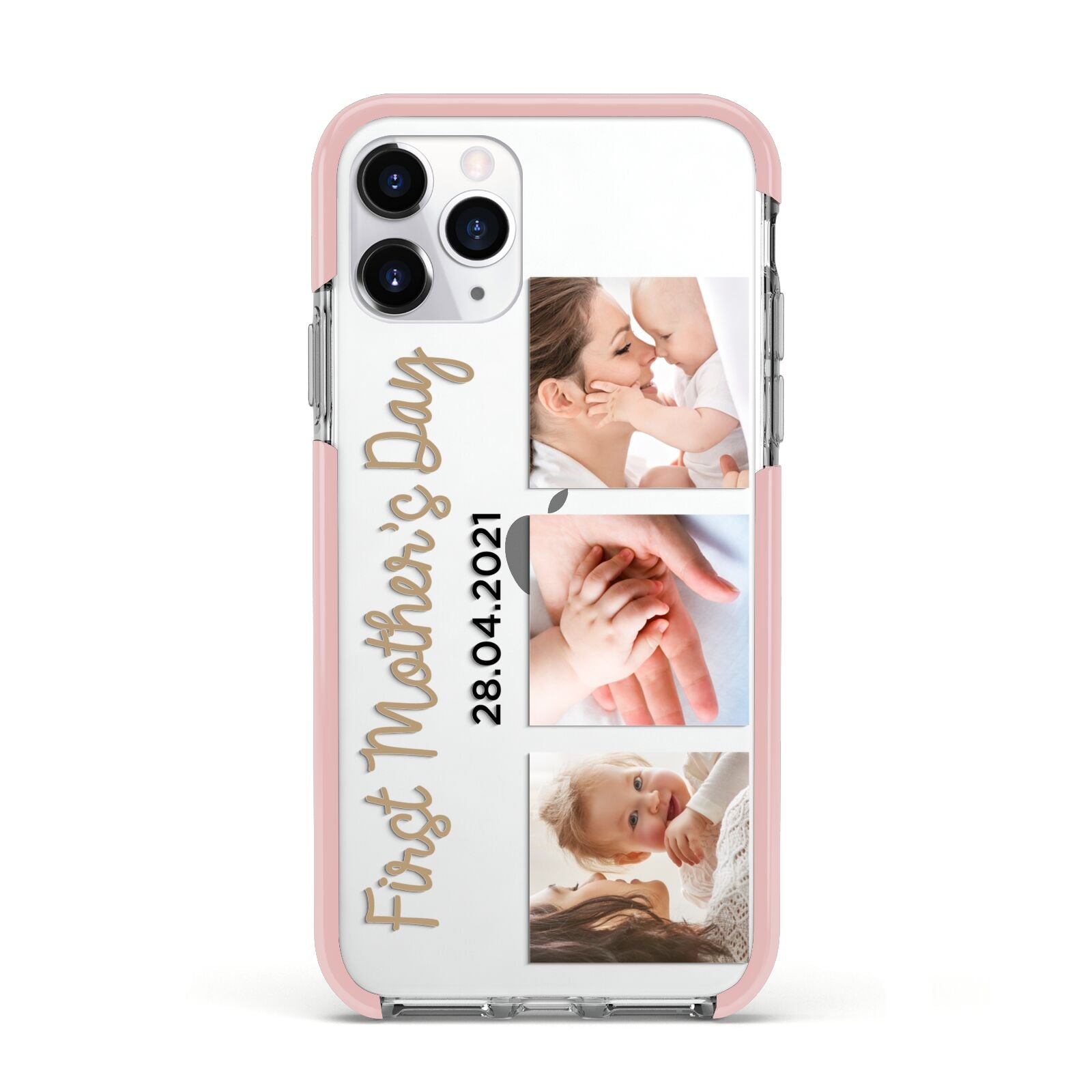 First Mothers Day Photo Apple iPhone 11 Pro in Silver with Pink Impact Case