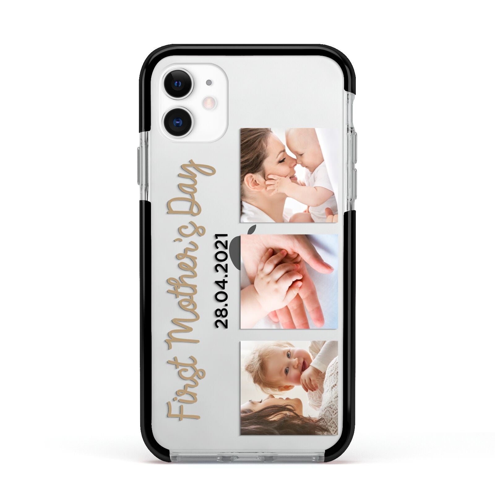 First Mothers Day Photo Apple iPhone 11 in White with Black Impact Case