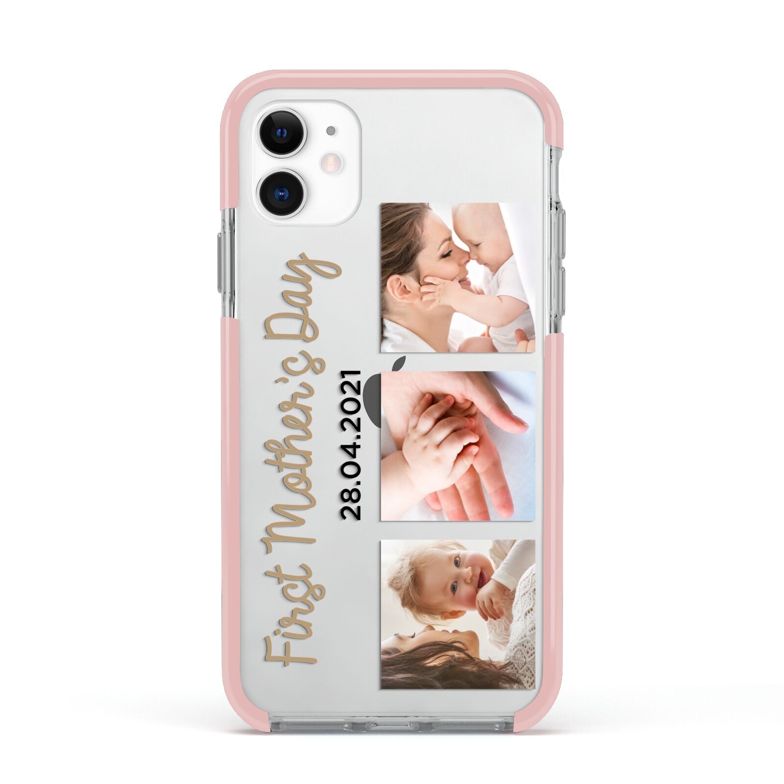 First Mothers Day Photo Apple iPhone 11 in White with Pink Impact Case