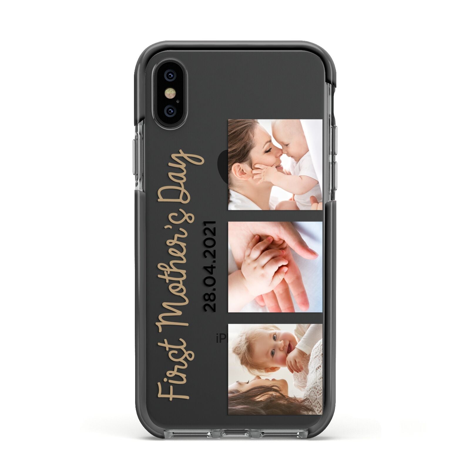 First Mothers Day Photo Apple iPhone Xs Impact Case Black Edge on Black Phone