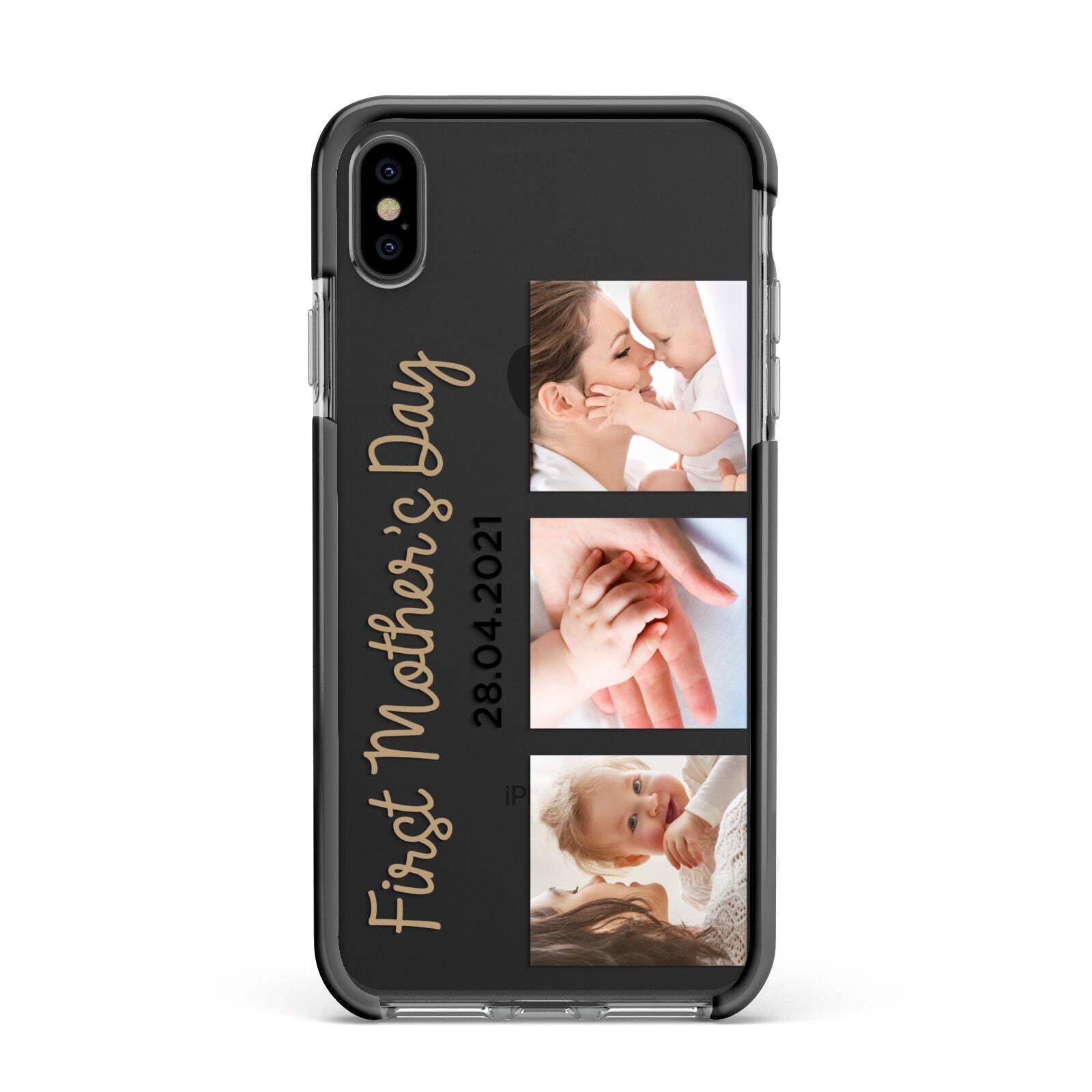First Mothers Day Photo Apple iPhone Xs Max Impact Case Black Edge on Black Phone