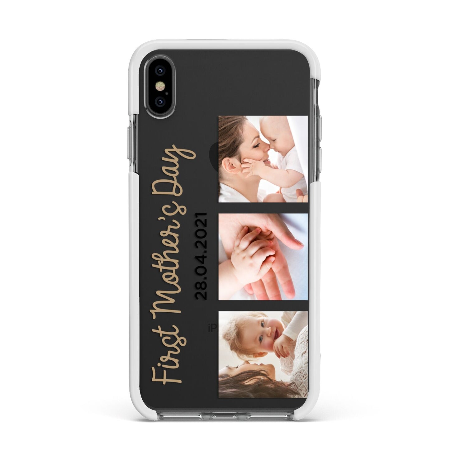 First Mothers Day Photo Apple iPhone Xs Max Impact Case White Edge on Black Phone