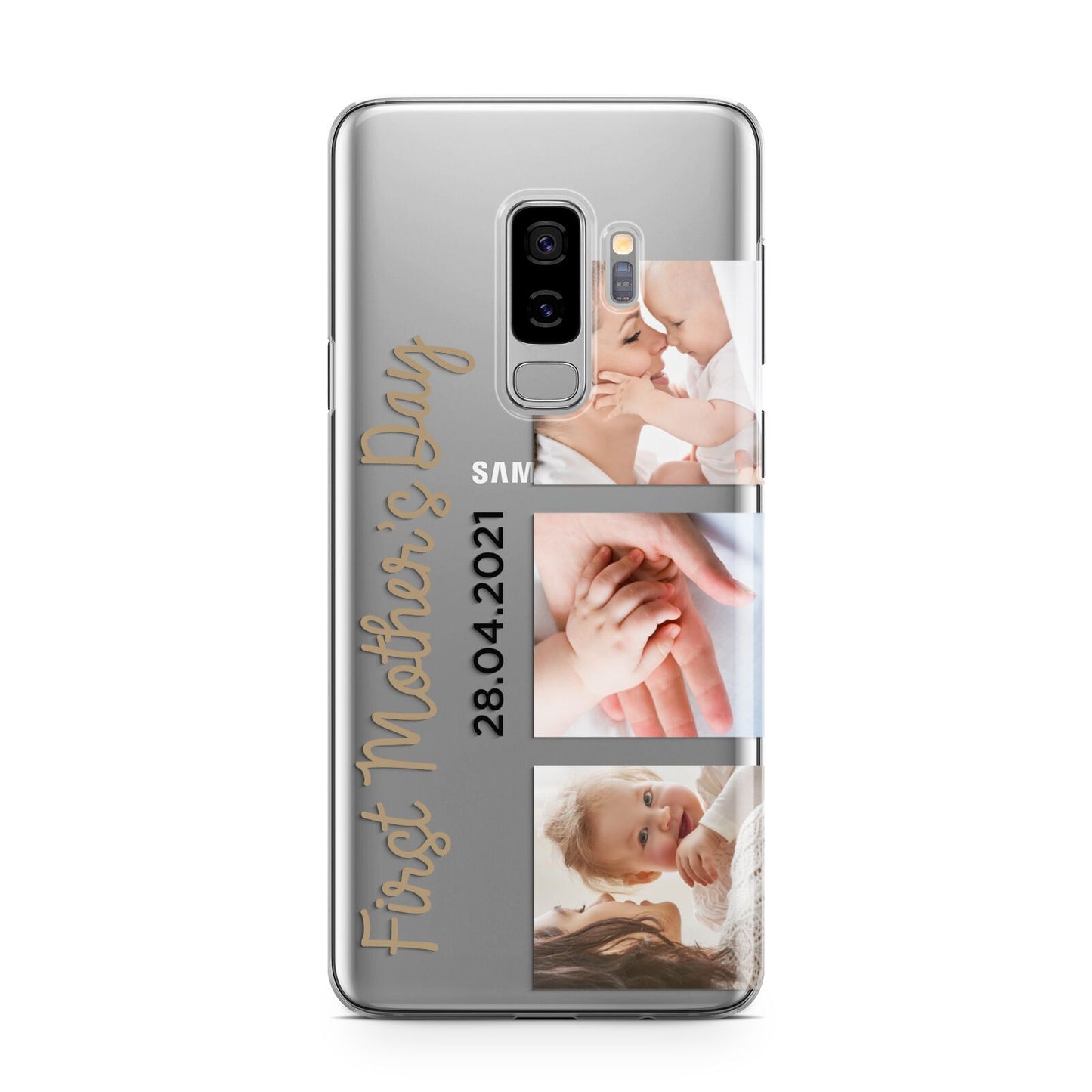 First Mothers Day Photo Samsung Galaxy S9 Plus Case on Silver phone