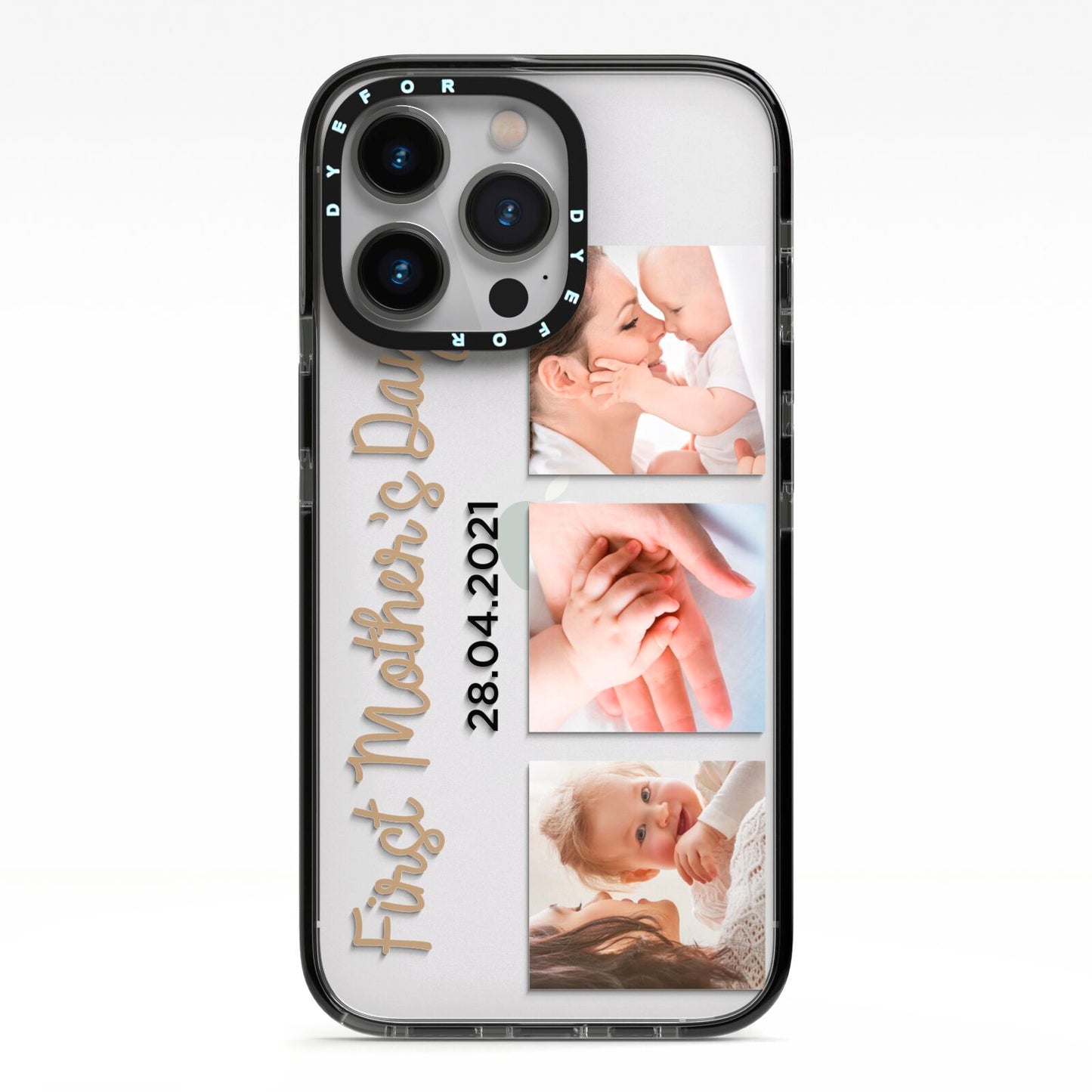 First Mothers Day Photo iPhone 13 Pro Black Impact Case on Silver phone
