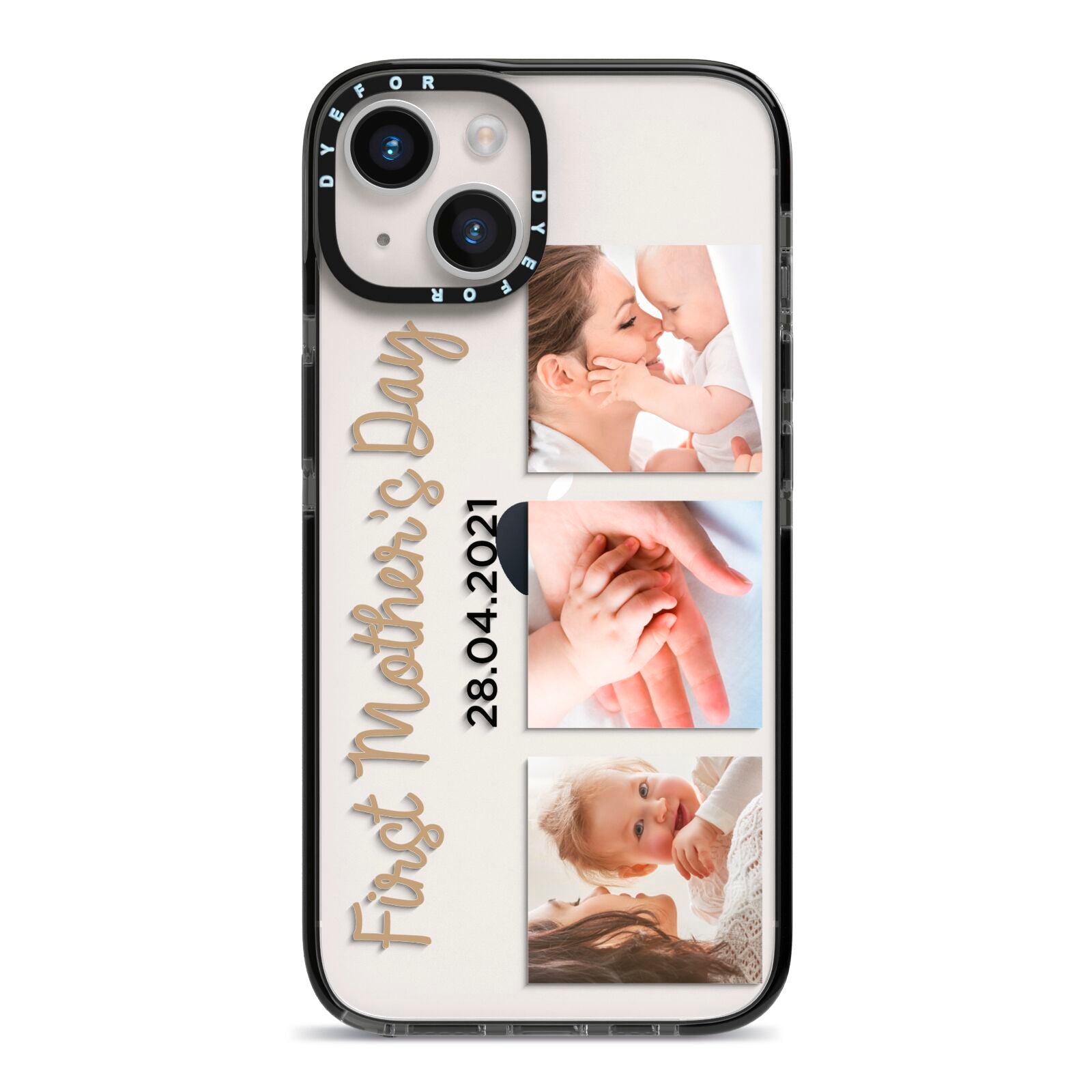 First Mothers Day Photo iPhone 14 Black Impact Case on Silver phone