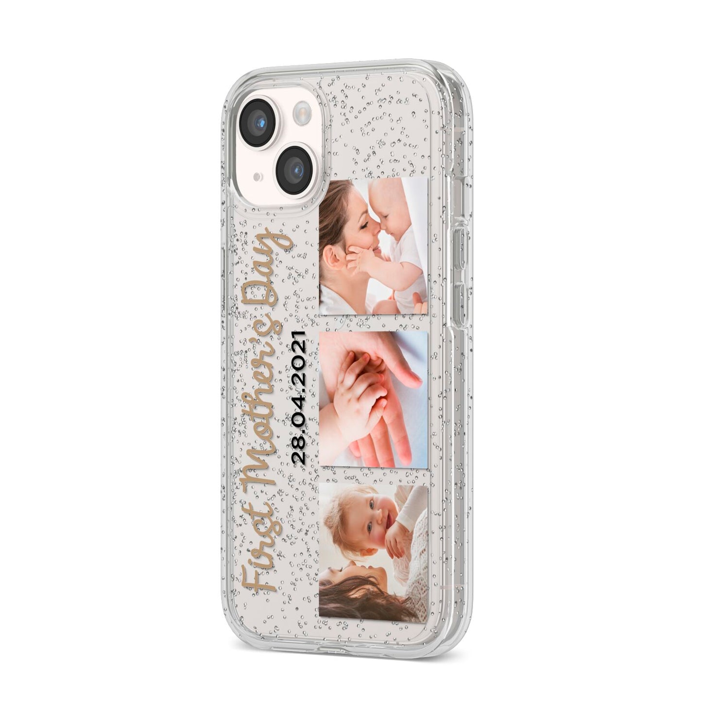 First Mothers Day Photo iPhone 14 Glitter Tough Case Starlight Angled Image