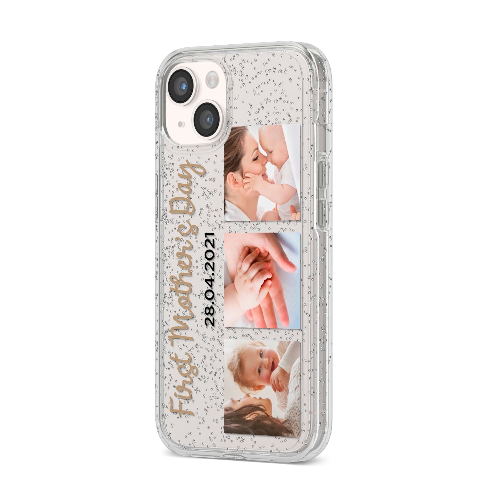 First Mothers Day Photo iPhone 14 Glitter Tough Case Starlight Angled Image