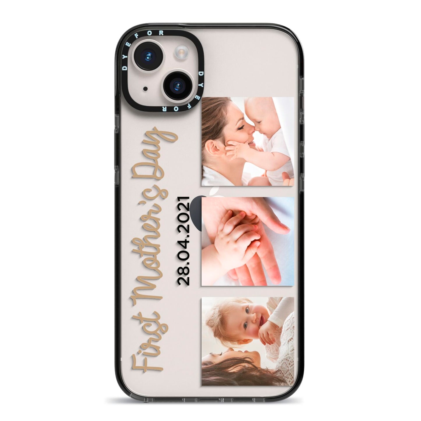 First Mothers Day Photo iPhone 14 Plus Black Impact Case on Silver phone